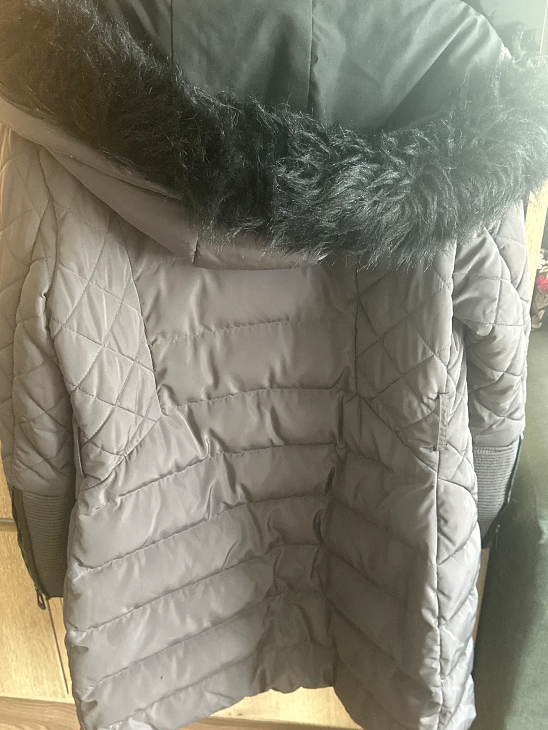 Calvin Klein Puffer Coat with Faux Fur Hood