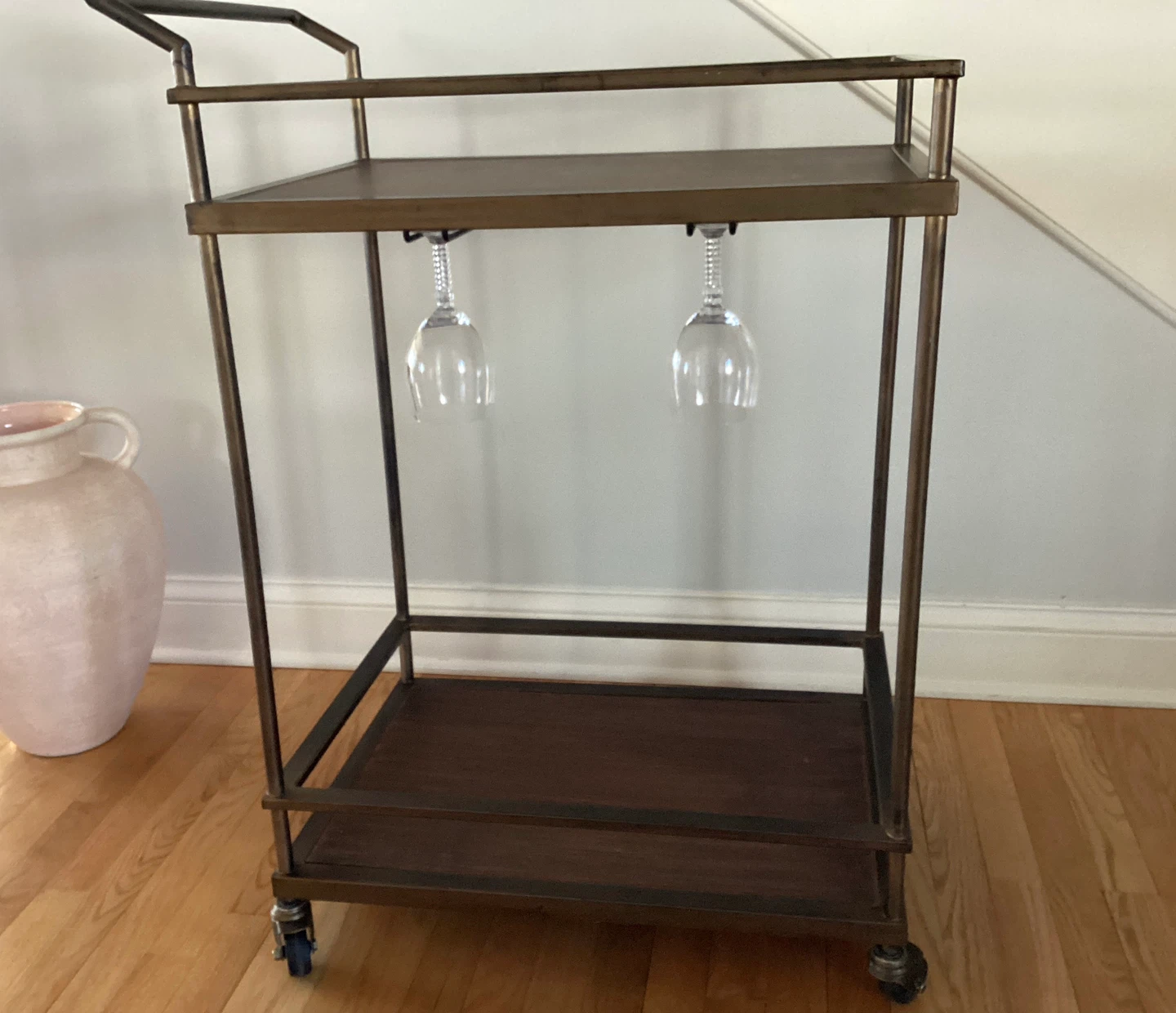 Rolling Bar Cart Serving Cart- Bronze Finish - photo 2