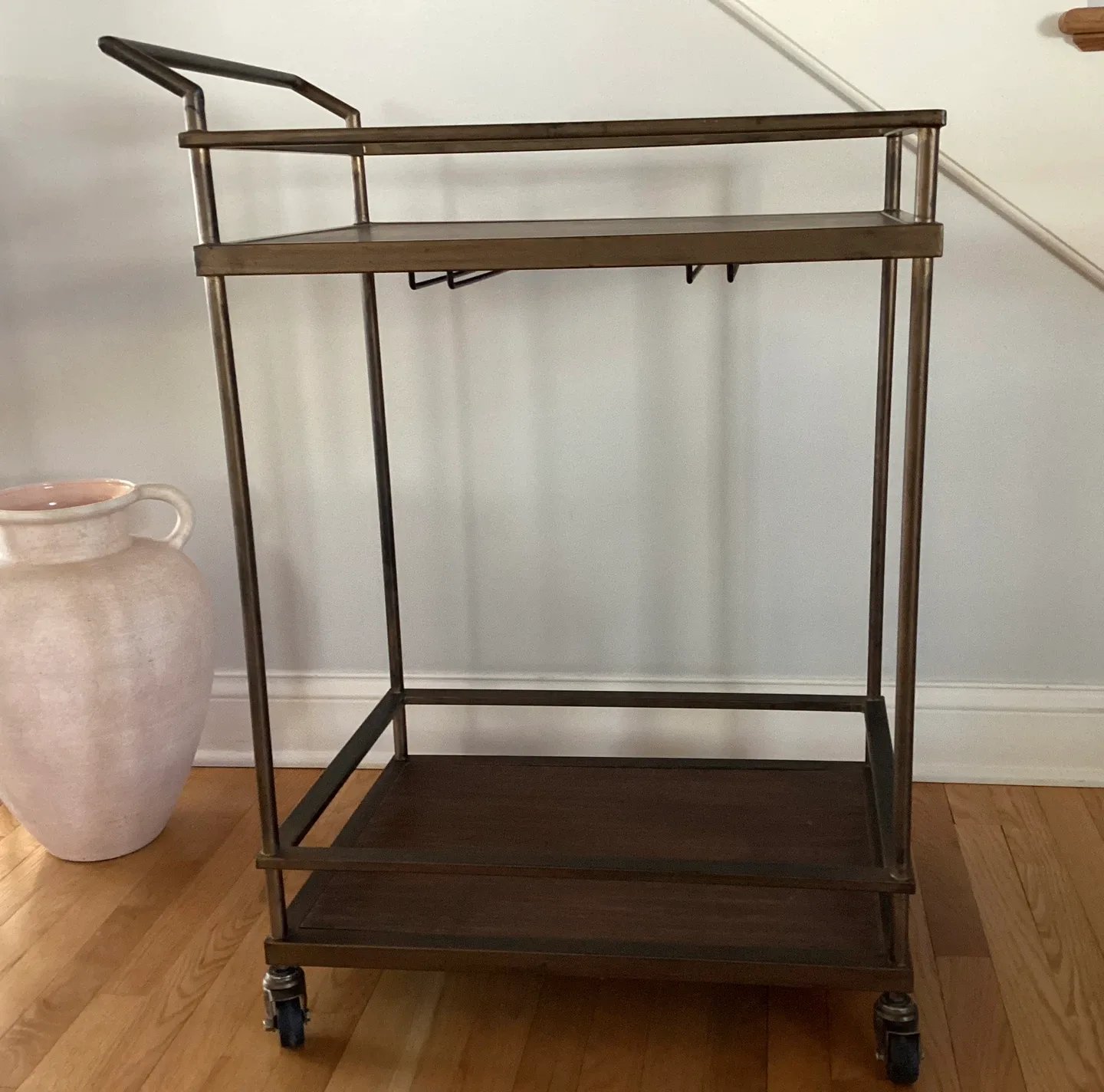 Rolling Bar Cart Serving Cart- Bronze Finish