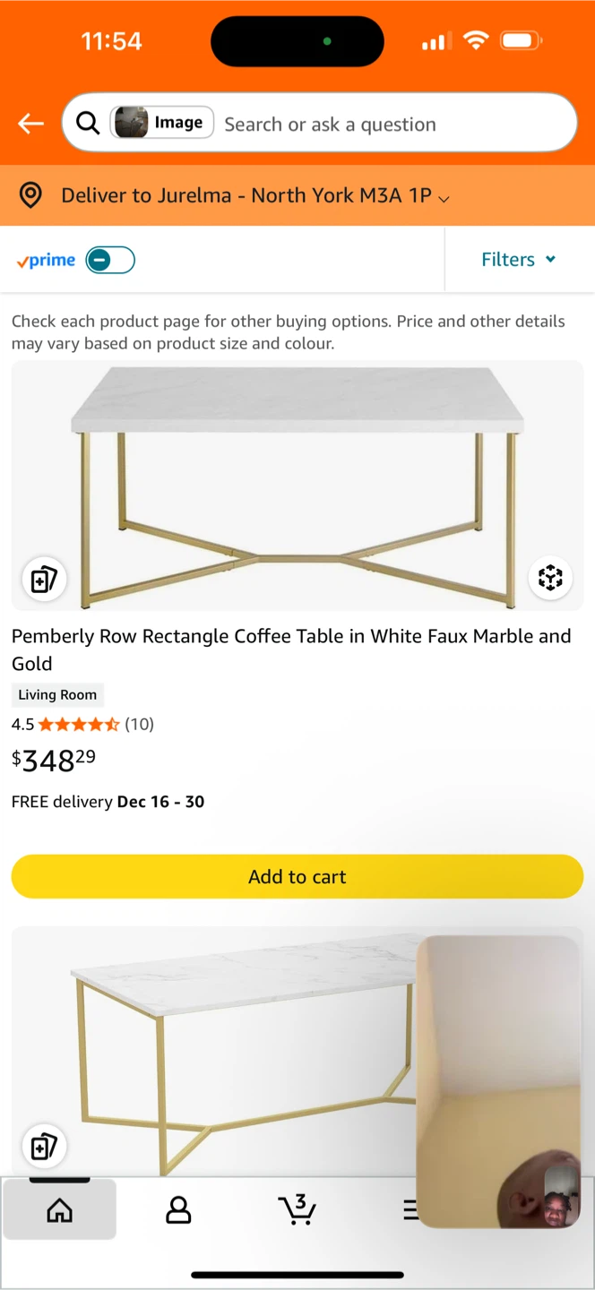 Pemberly Row Coffee Table - White Faux Marble & Gold - photo 3