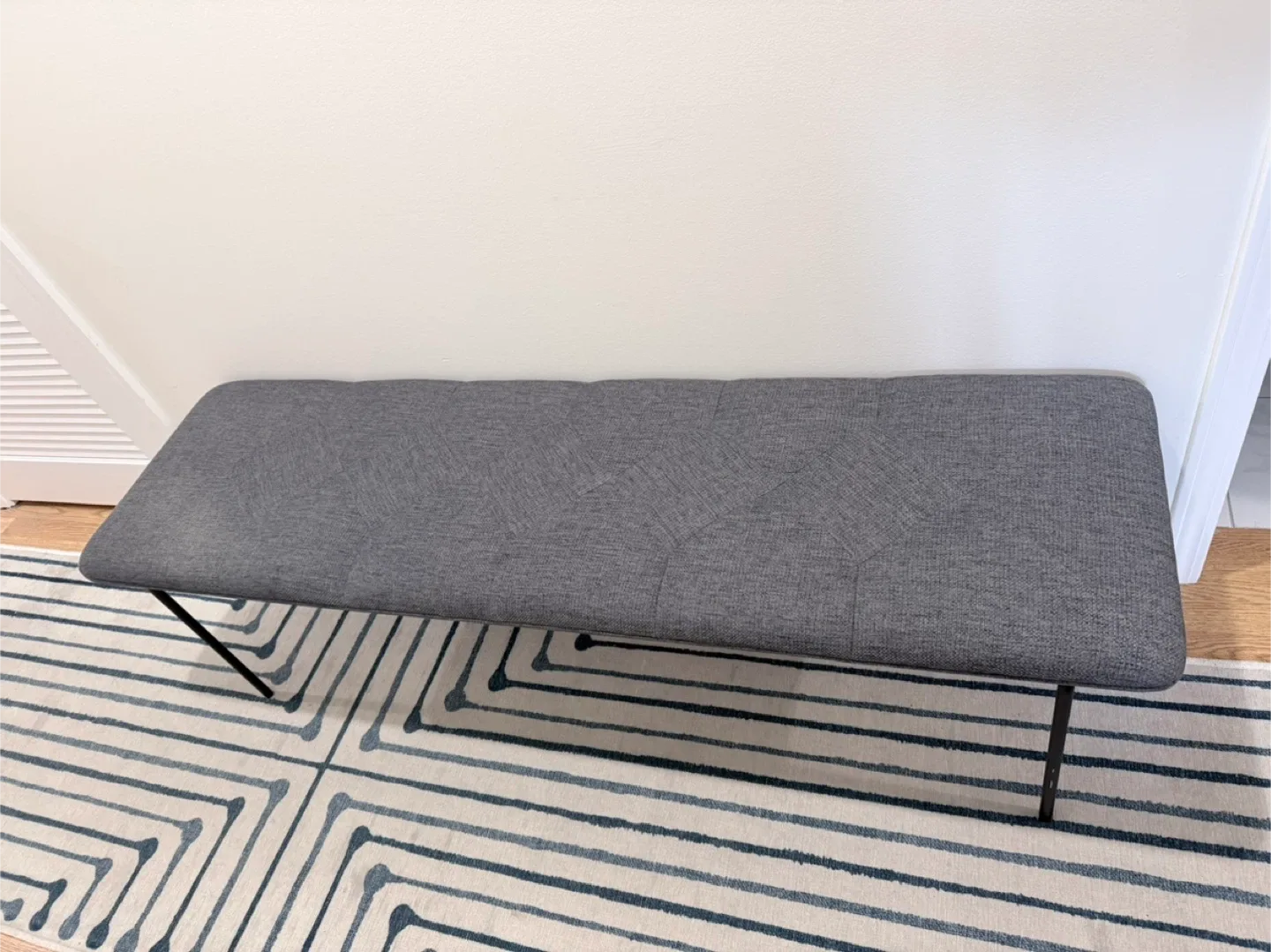 61” Modern Gray Upholstered Bench