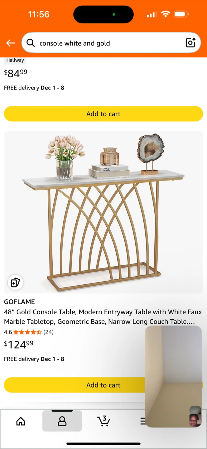 GOFLAME 48" Gold Console Table