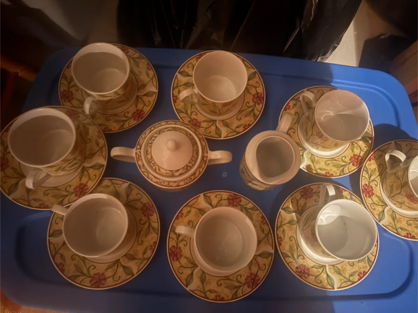 Vintage Floral Tea Set - 10 Cups & Saucers