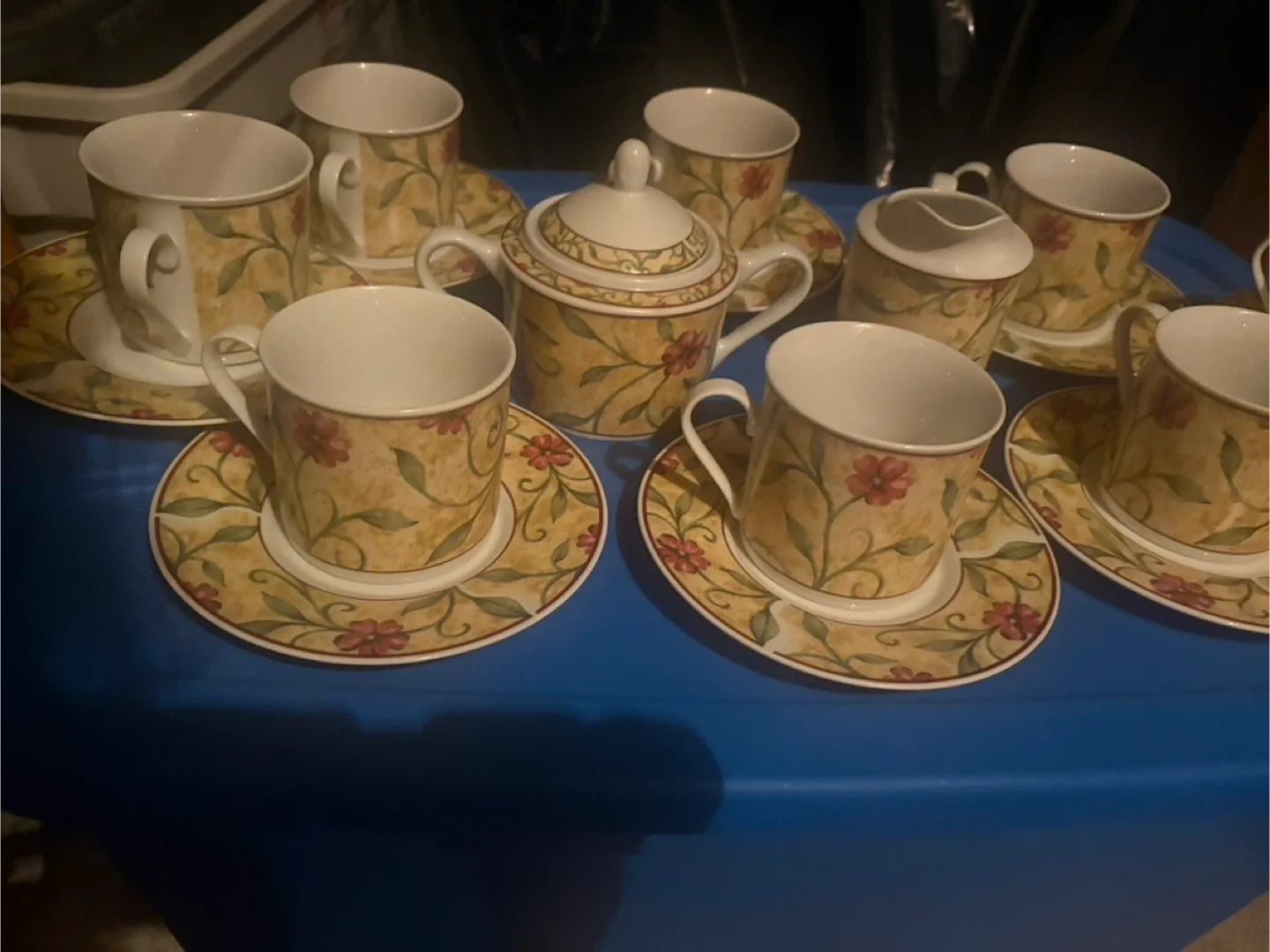 Vintage Floral Tea Set - 10 Cups & Saucers image indicator(3)