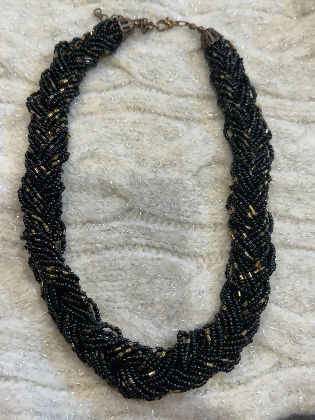 Beaded Necklace - Black & Gold