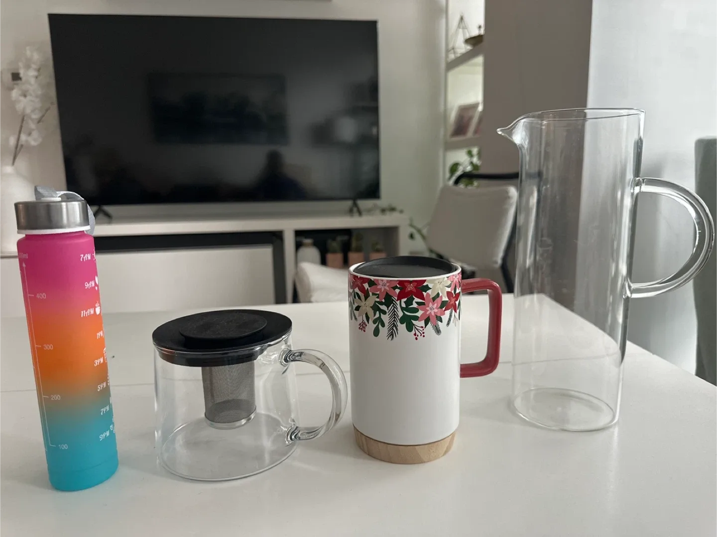 Unused Glass Tea Infuser Mug & Water Bottle