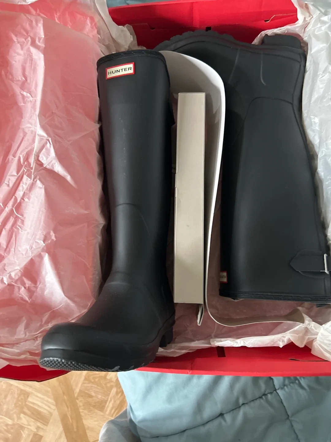 Hunter Black Rain Boots with Box