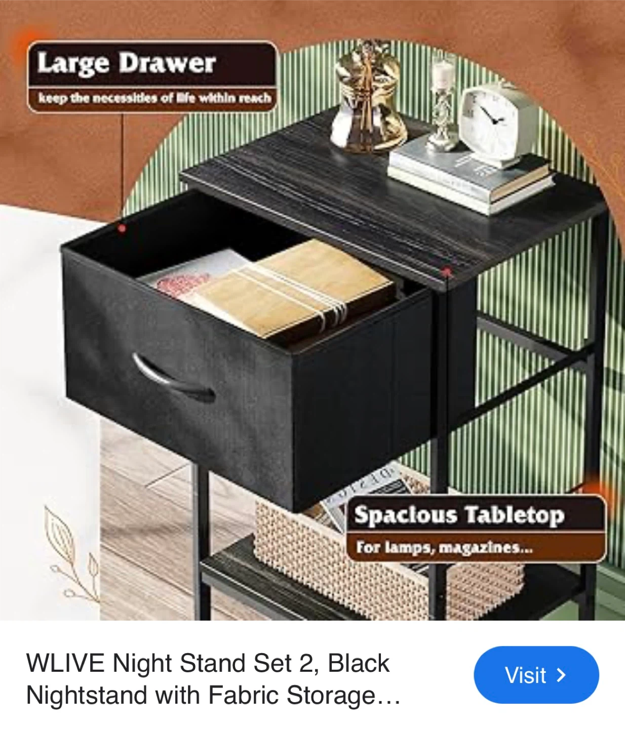 WLIVE Black Night Stand available for pick up. - photo 2