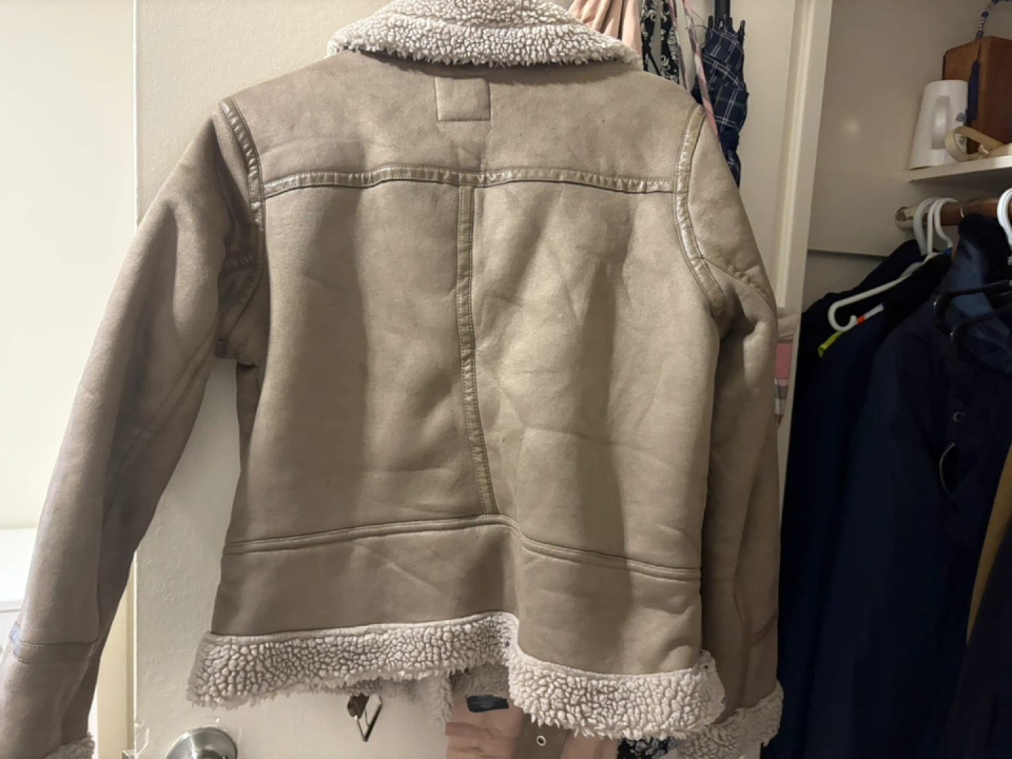 Zara Faux Shearling Biker Jacket - photo 2