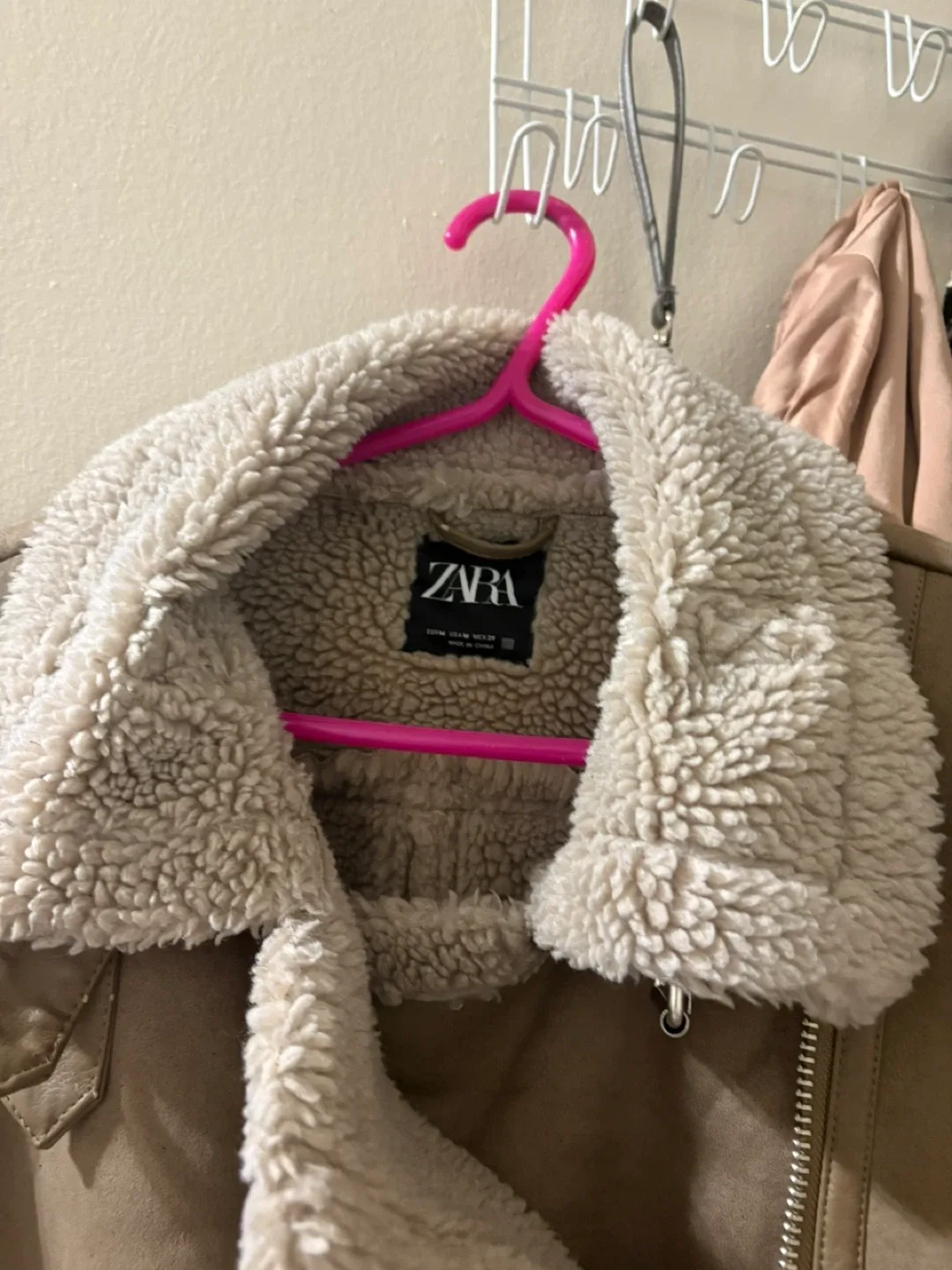 Zara Faux Shearling Biker Jacket