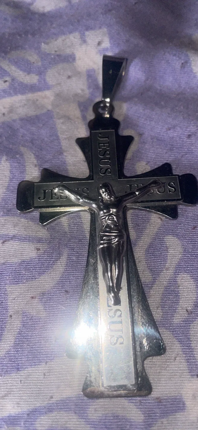 Cross Jesus pendant stainless steel