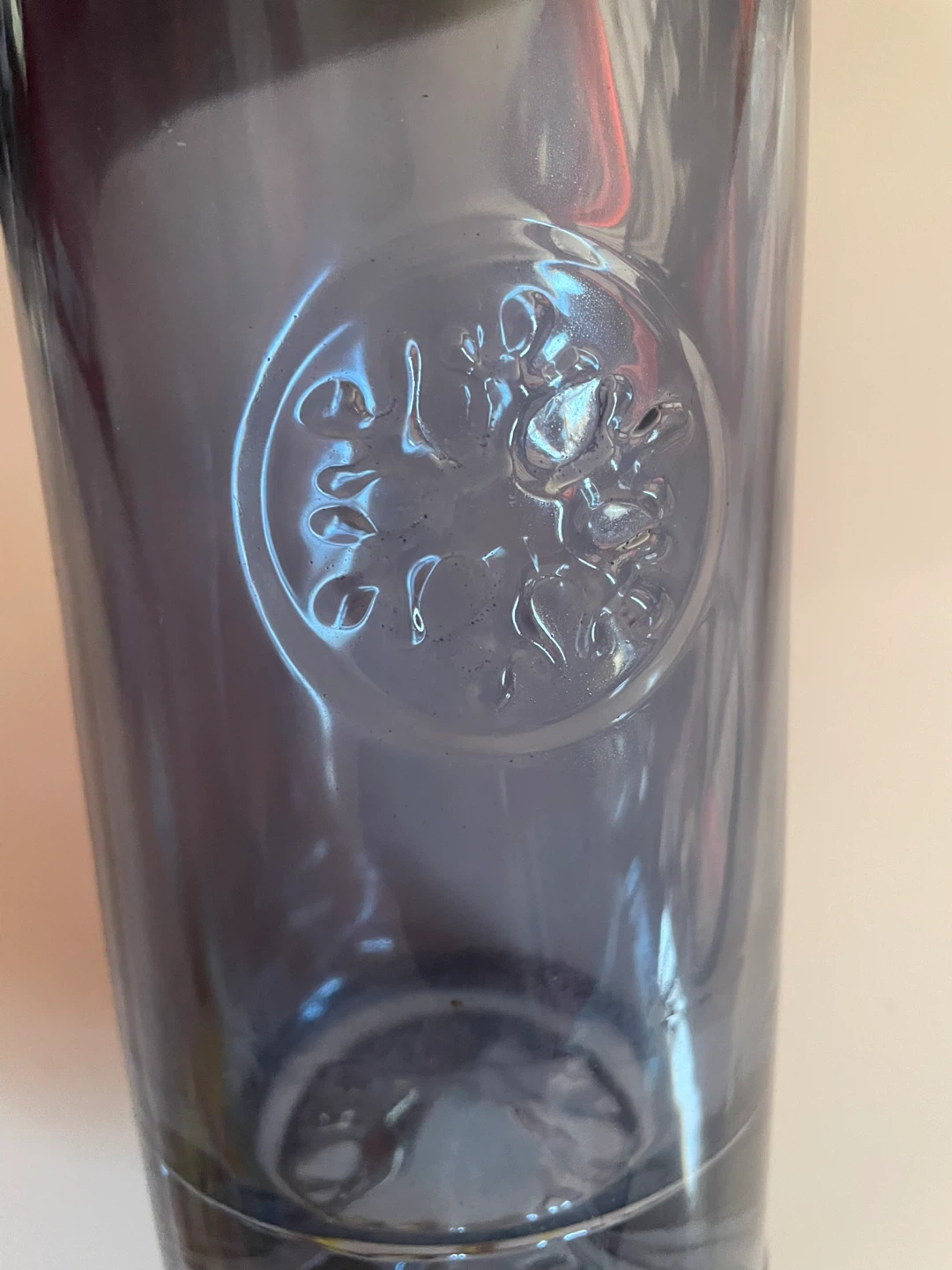 Blue Embossed Glass Vase, 11" Tall - photo 2
