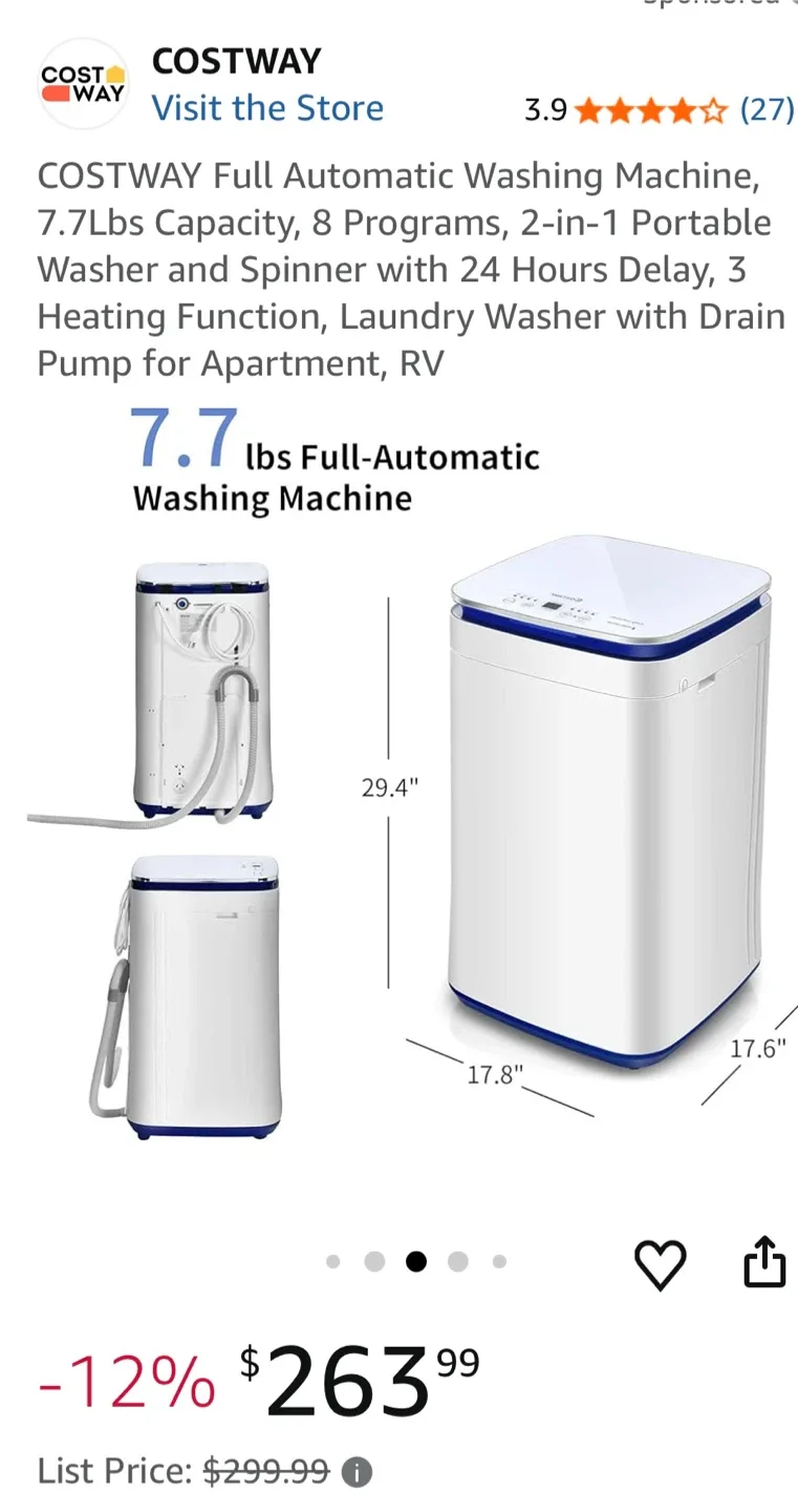 Costway Fully Automatic Washing Machine image indicator(6)