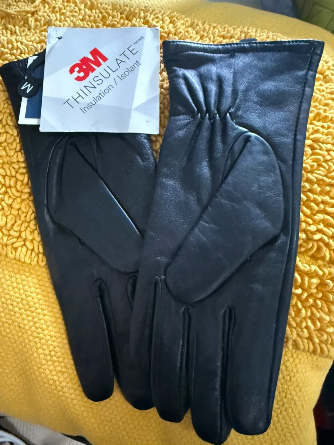 3M Thinsulate Black Leather Gloves