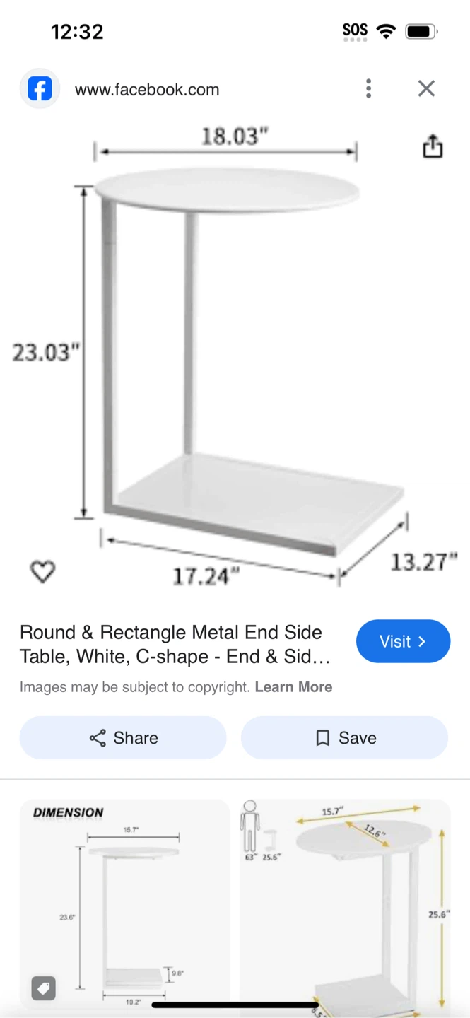 End Side Table, C-Shape - photo 3
