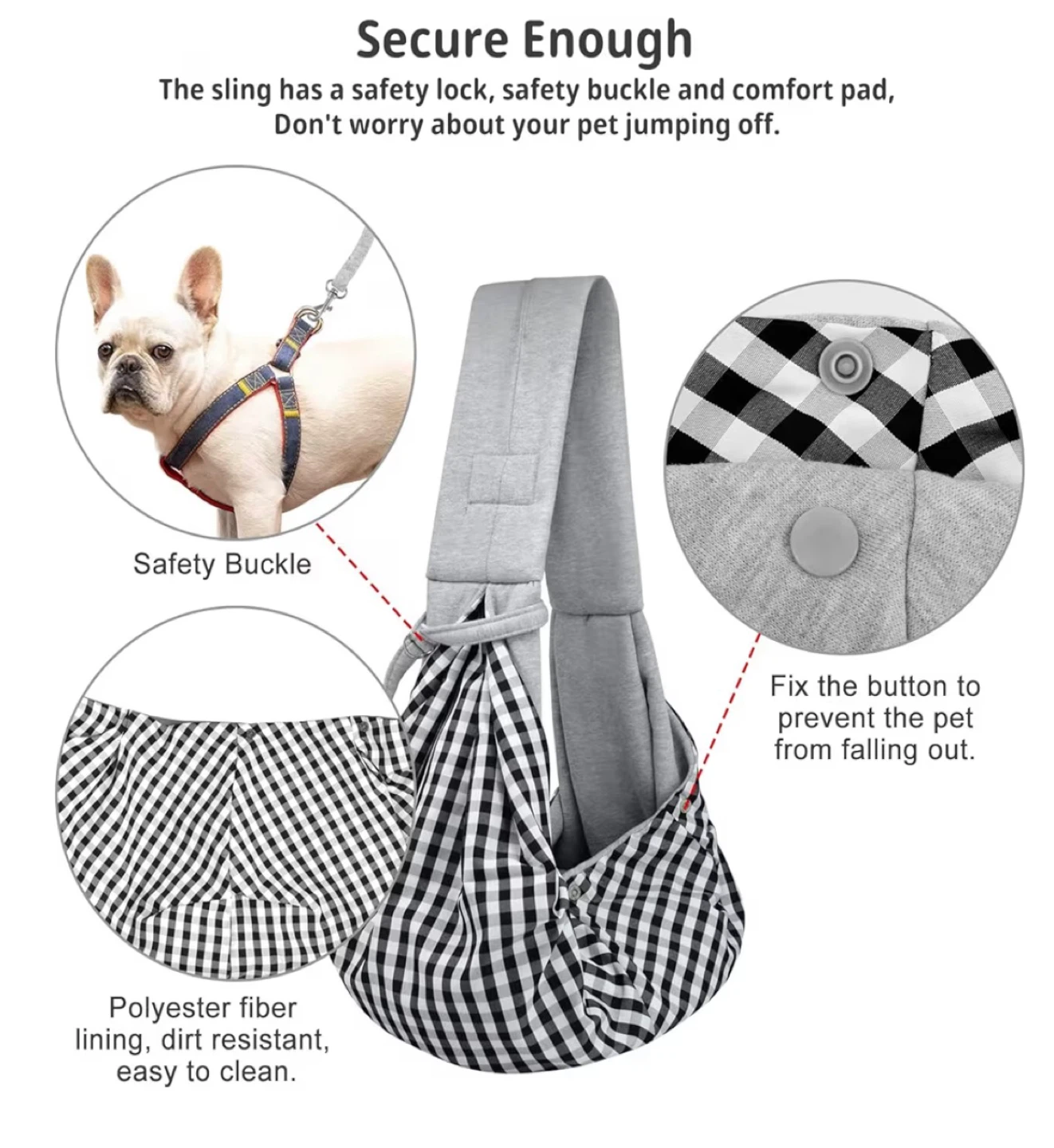 CIBY Pet Sling Carrier - Grey, Up to 12 lb - photo 3