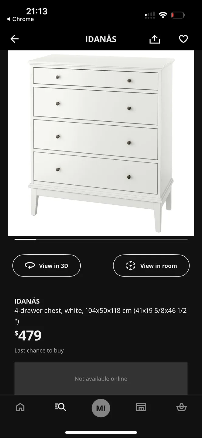 IKEA IDANÄS 4-Drawer Chest - White