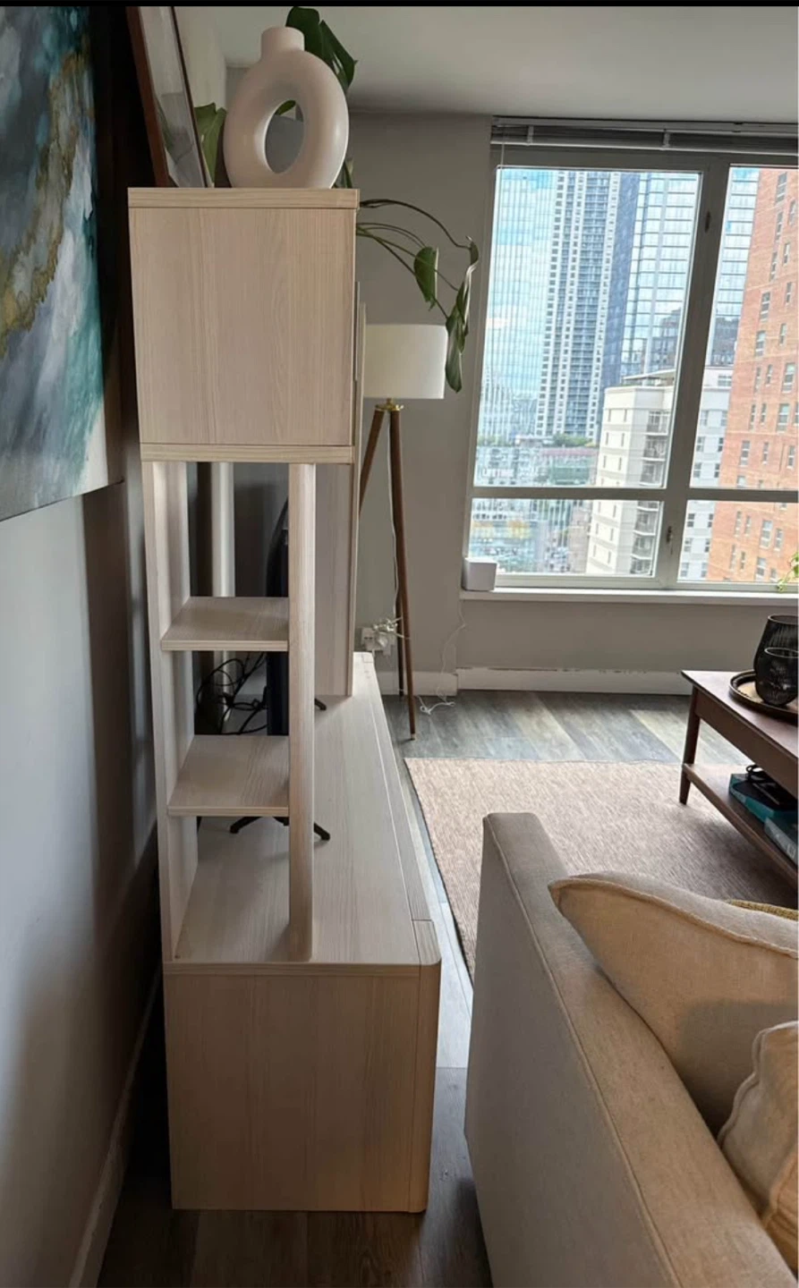 White Oak Entertainment Center / TV Stand with Storage - photo 4