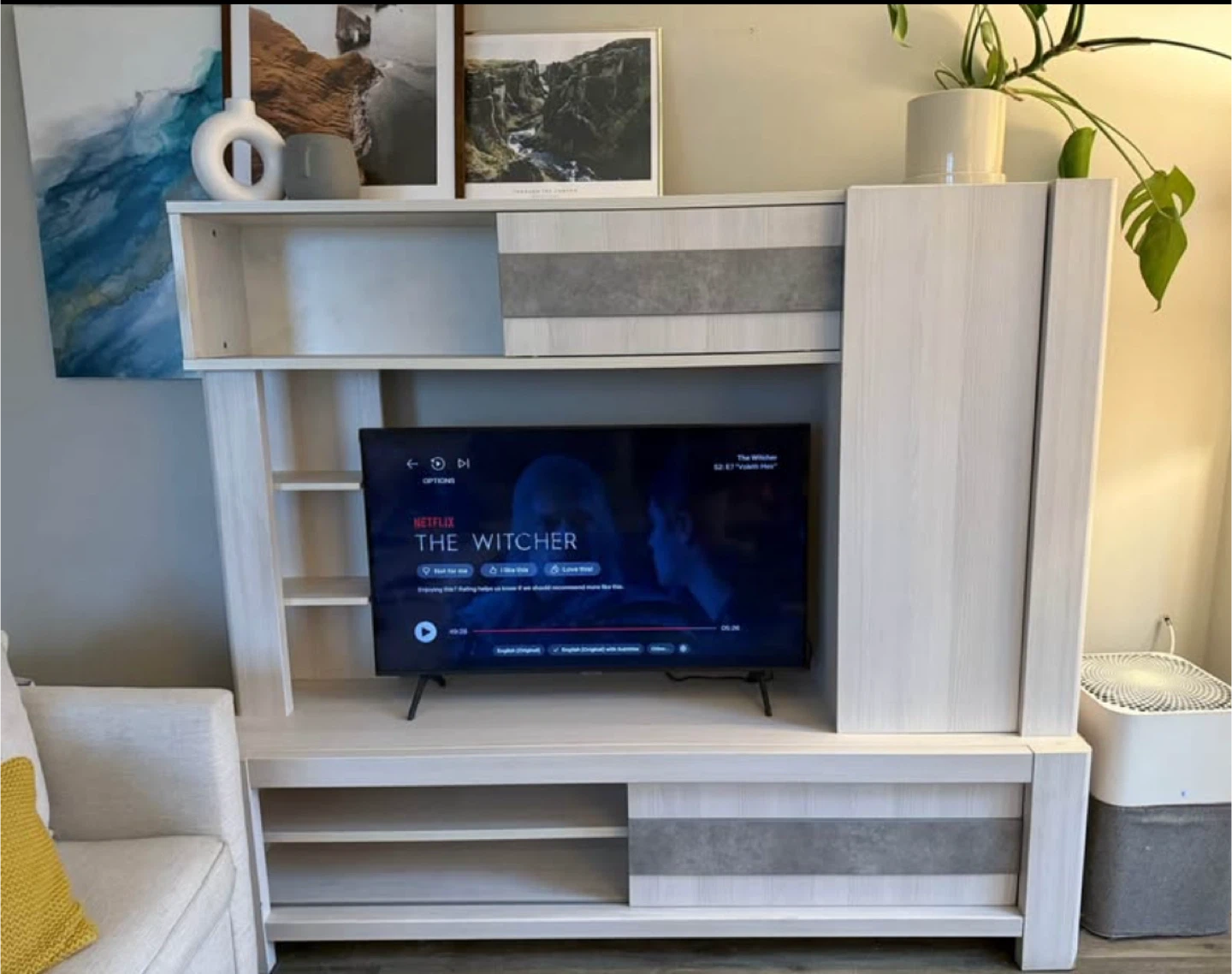 White Oak Entertainment Center / TV Stand with Storage - photo 5