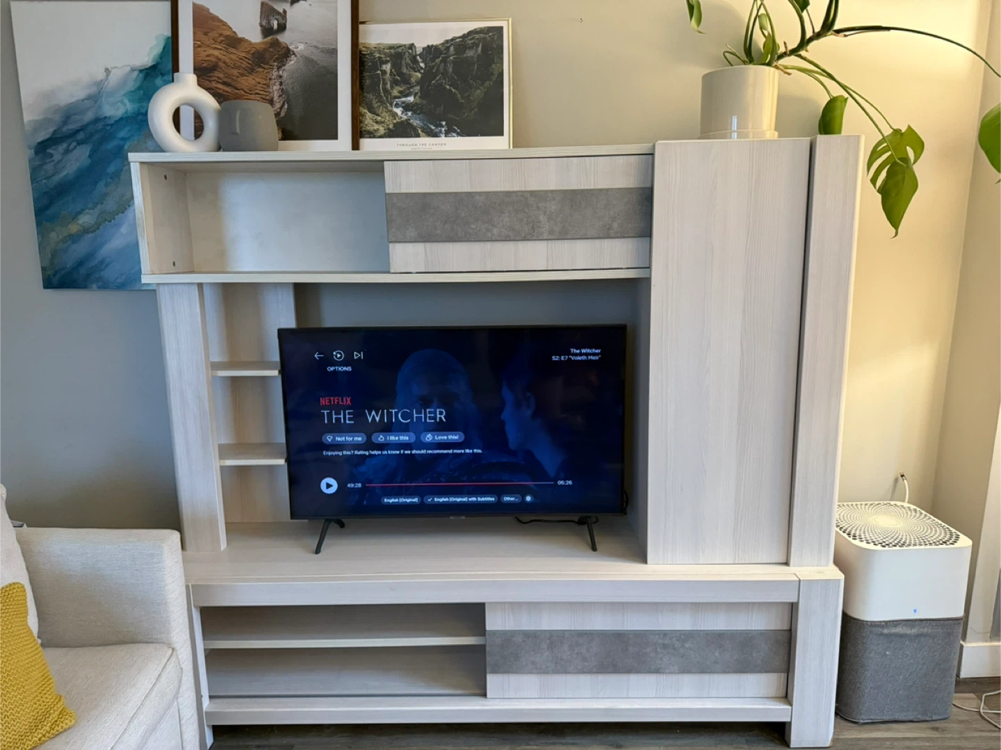 White Oak Entertainment Center / TV Stand with Storage - photo 2