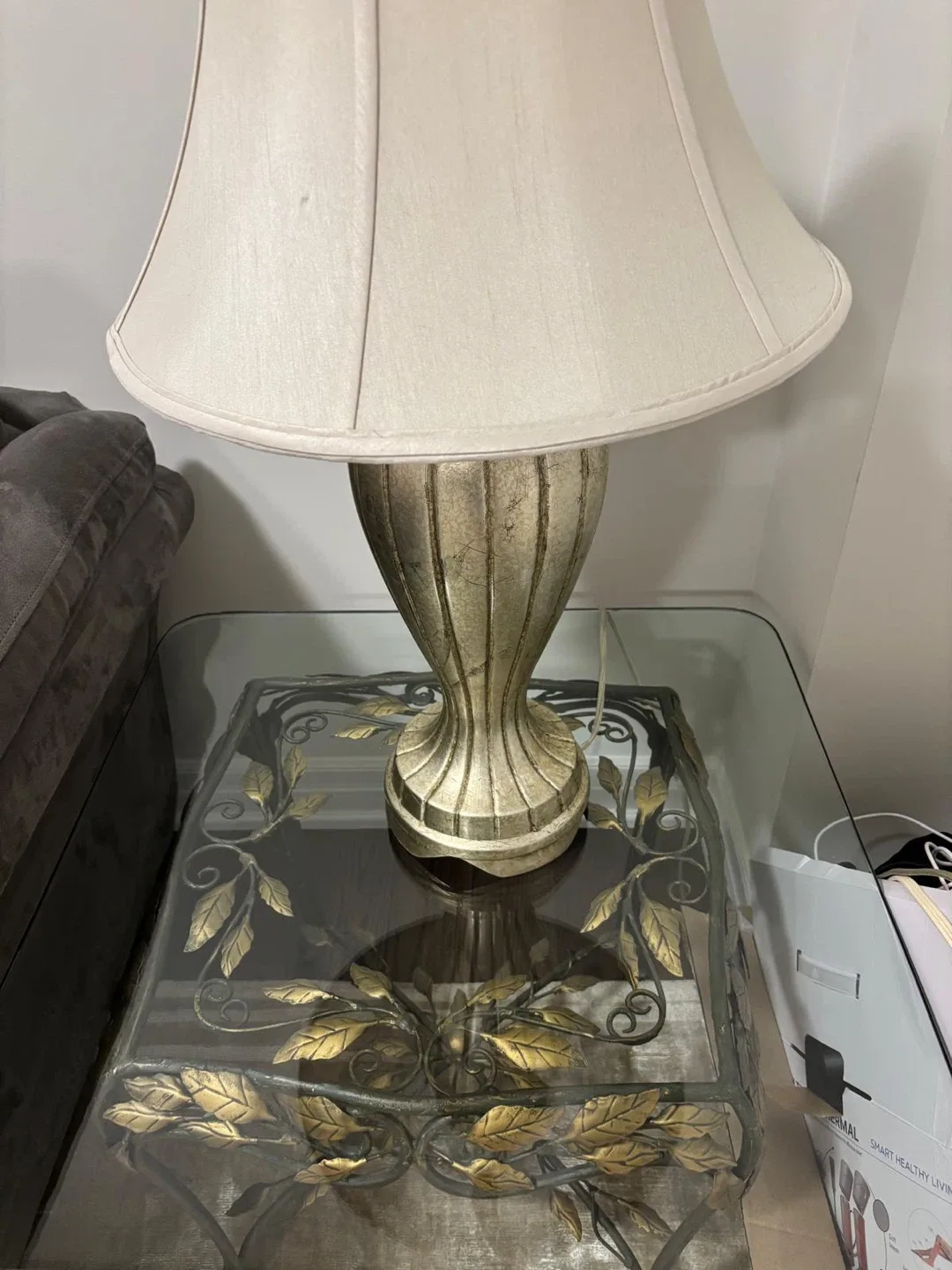 Set of 2 Cream and Metallic Coloured Lamps