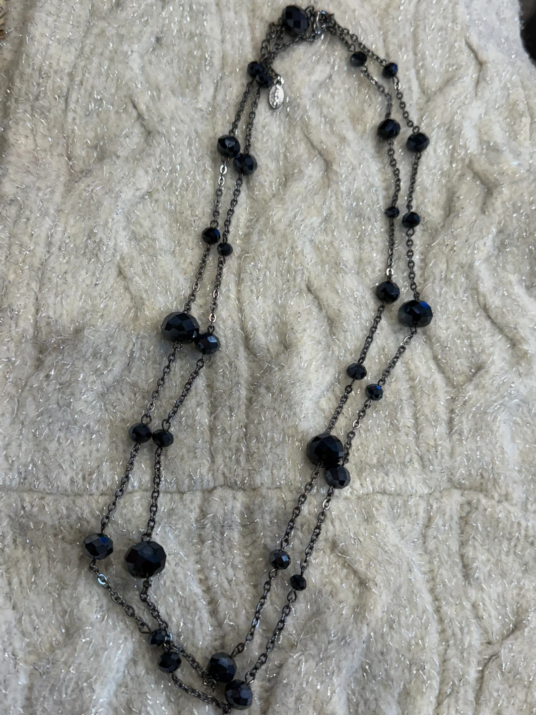 Black Beaded Chain Necklace - photo 3