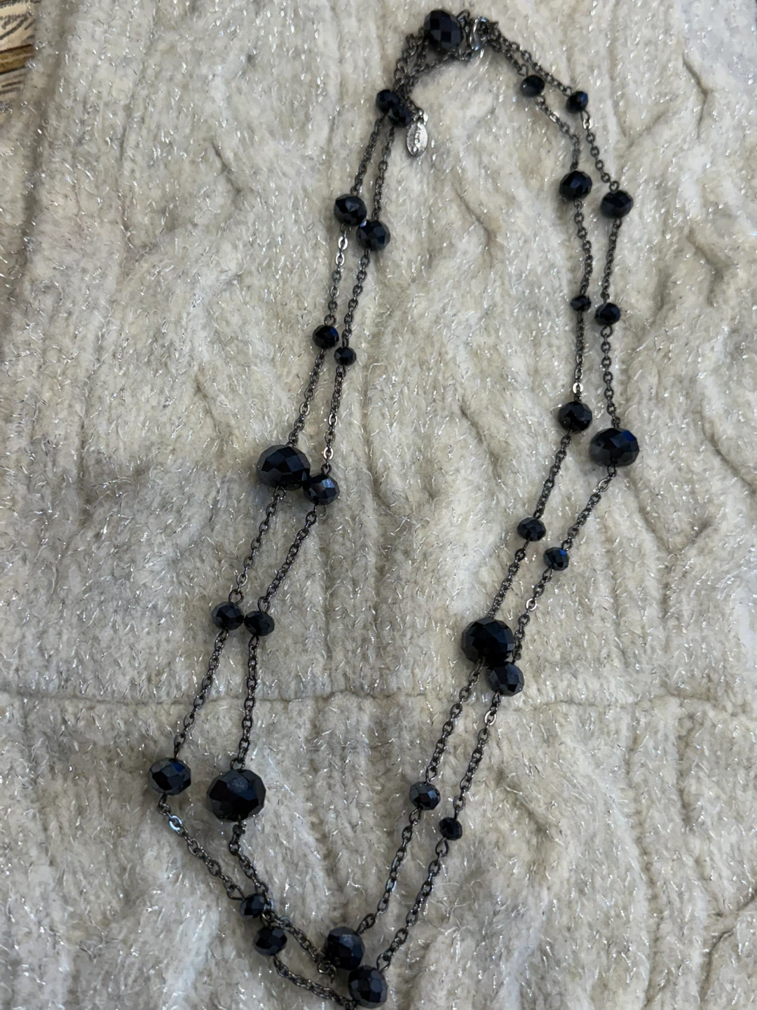 Black Beaded Chain Necklace - photo 2