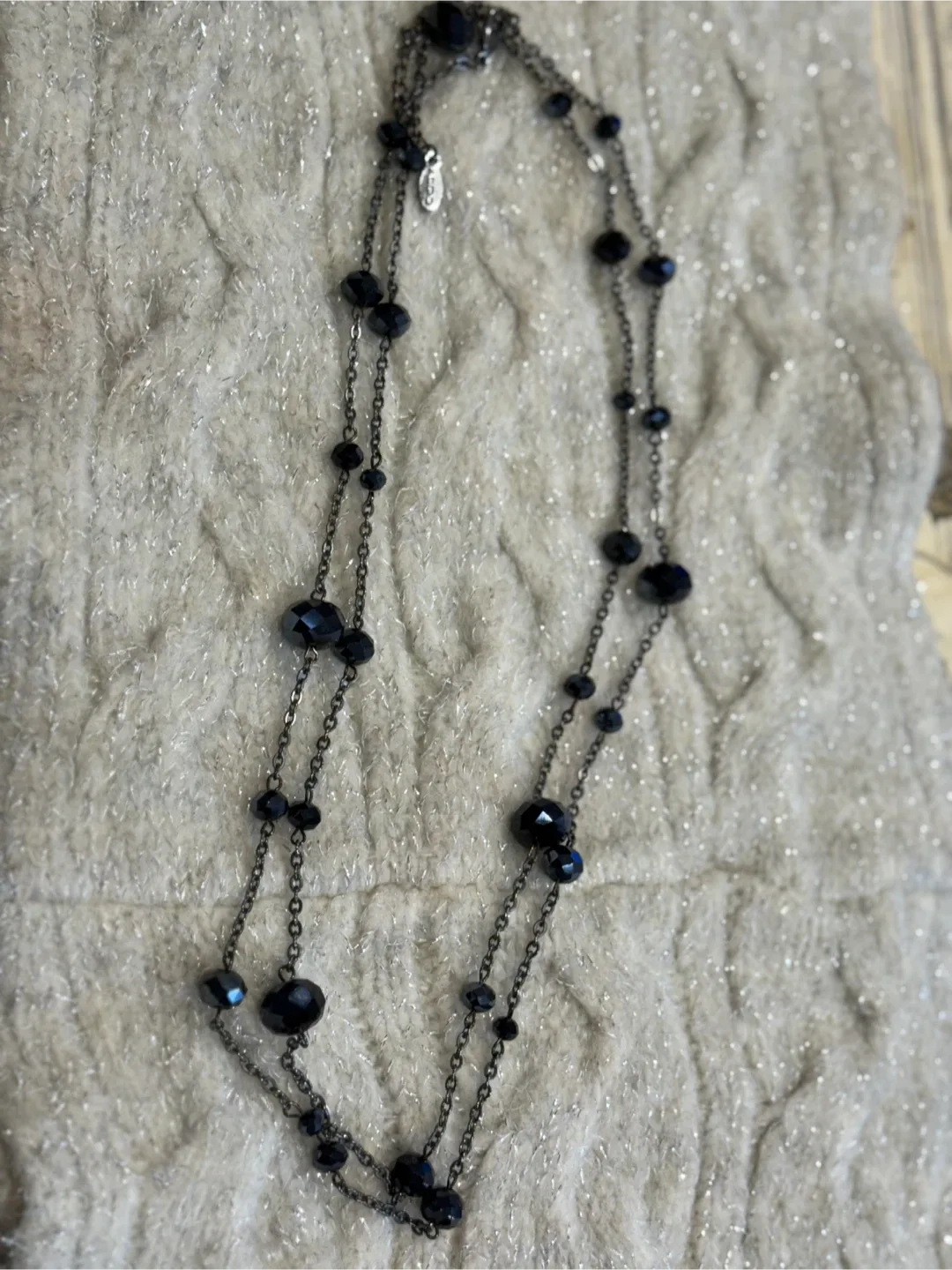 Black Beaded Chain Necklace