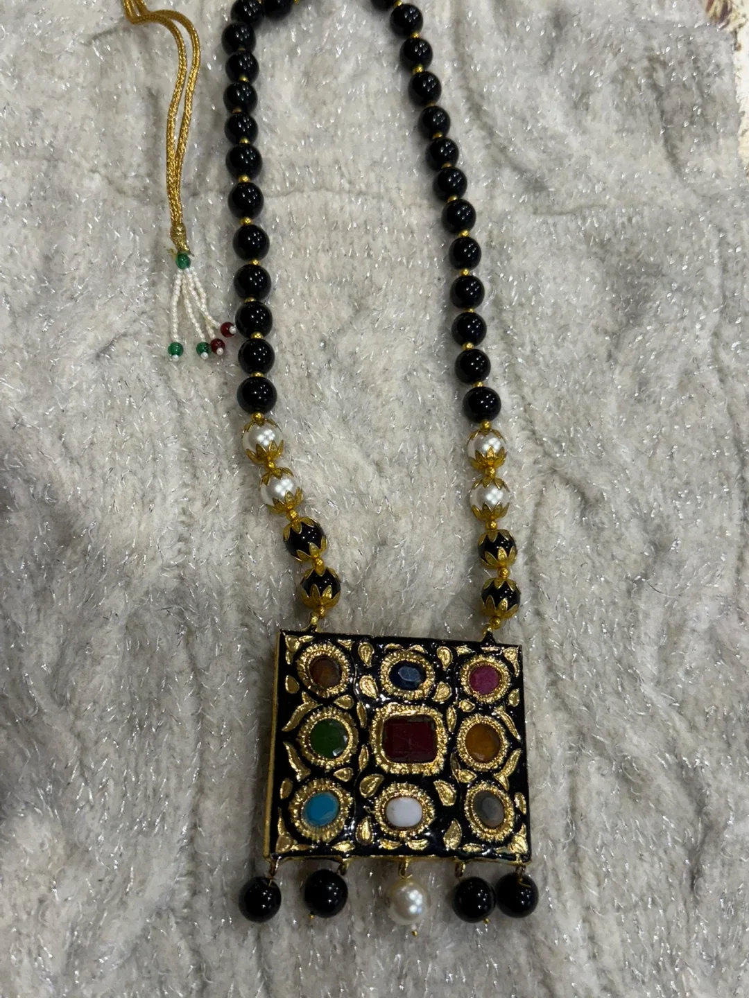 Beaded Necklace with Gemstone Pendant image indicator(2)