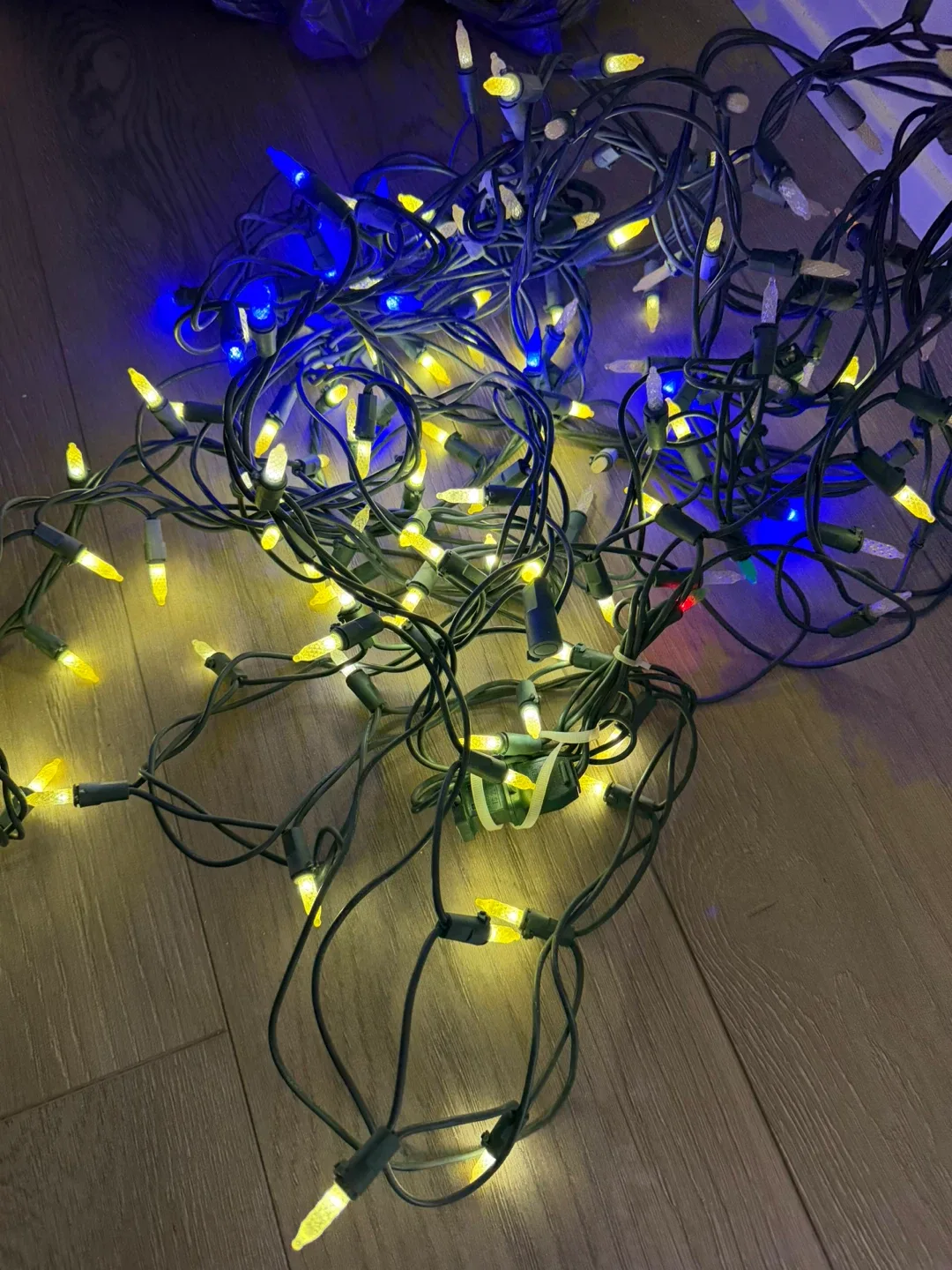 Christmas String Lights - Blue & Yellow