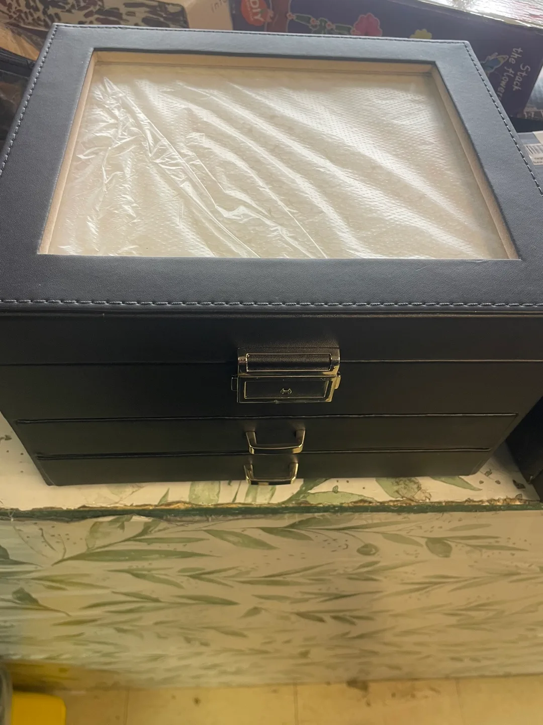 Black Jewelry Box with 3 Drawers