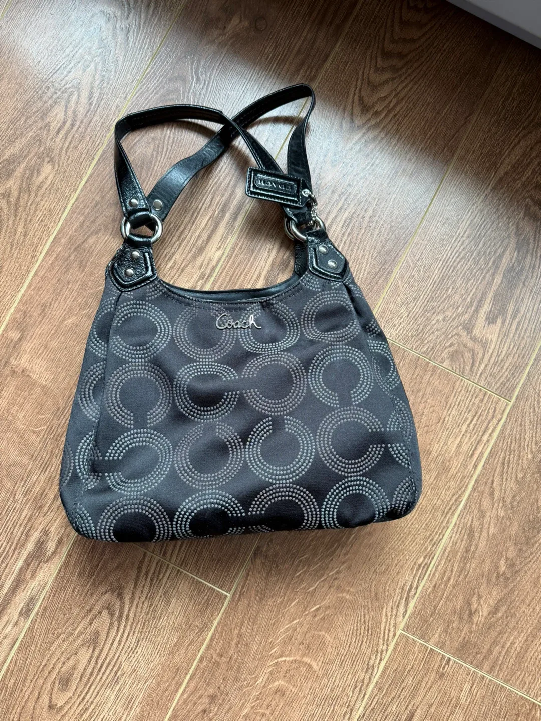 Coach Black Circle Pattern Handbag