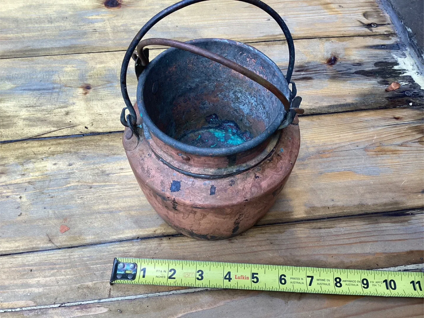 2 Very Rare Antique Solid Copper Glue Pot & Companion Bain-Marie image indicator(3)