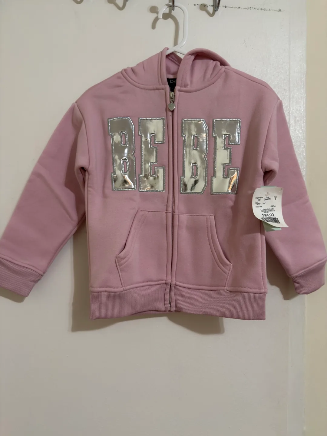 Bebe Girls Pink Hoodie & Pants Set (4 years old) image indicator(2)