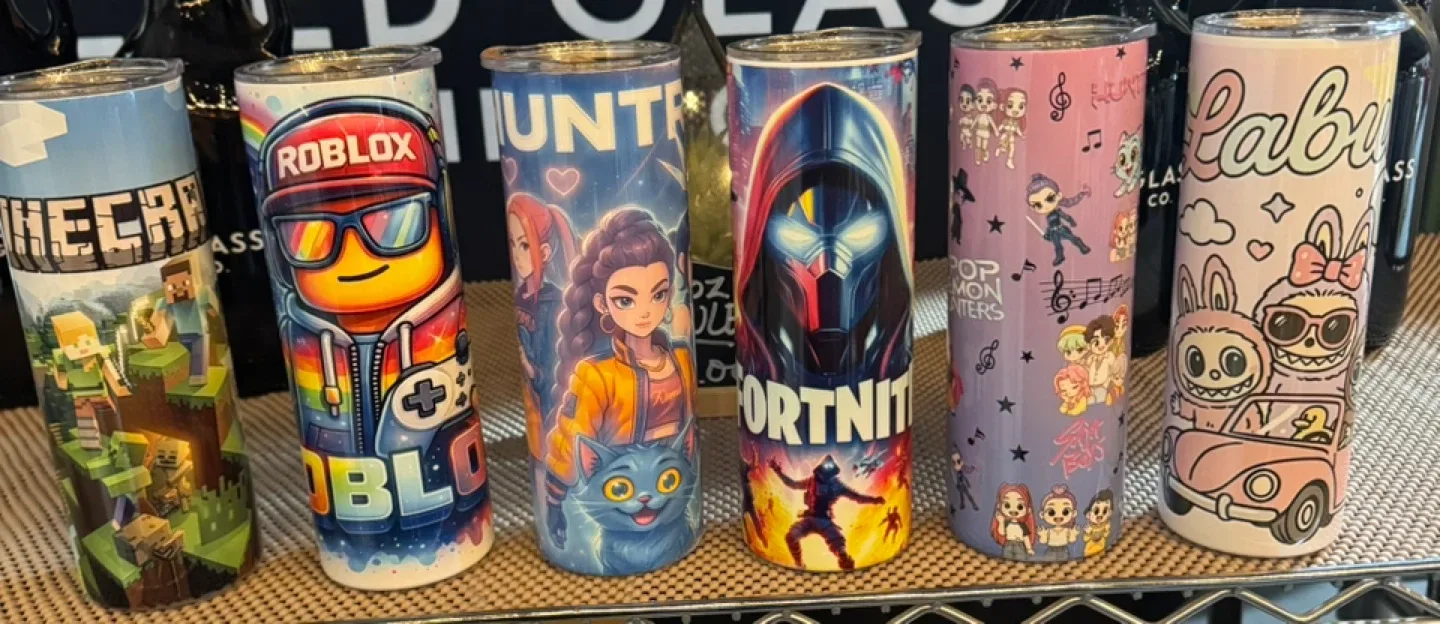 Assorted Character Tumblers: Minecraft, Roblox, Fortnite