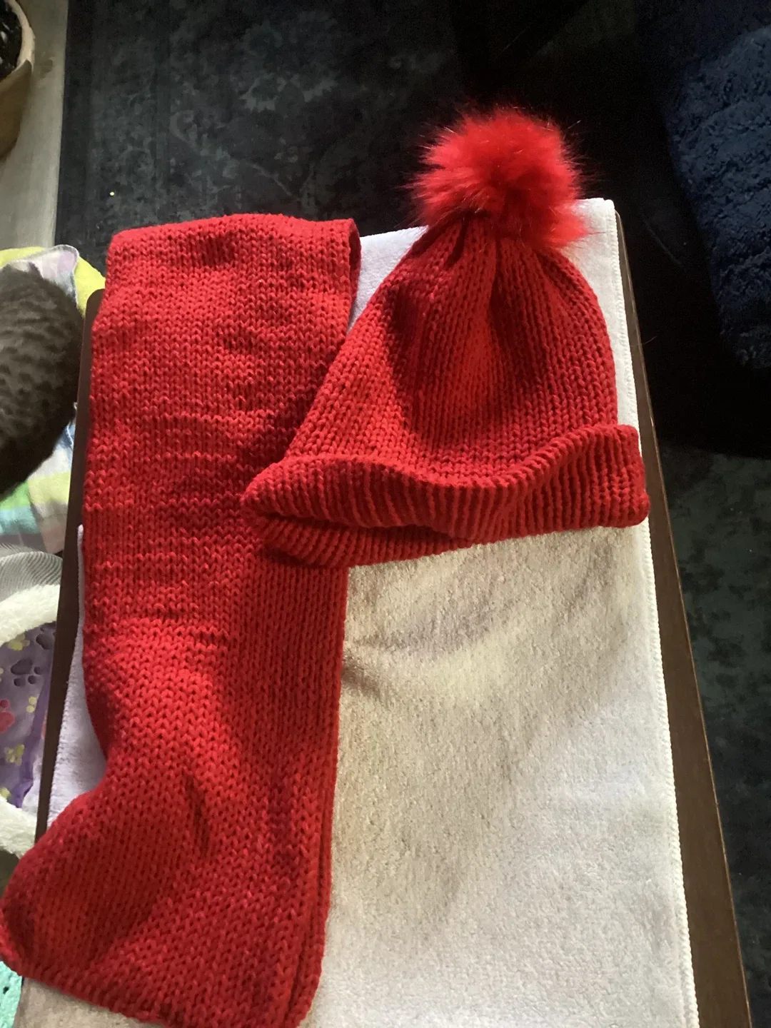 Red Knit Hat and Scarf Set