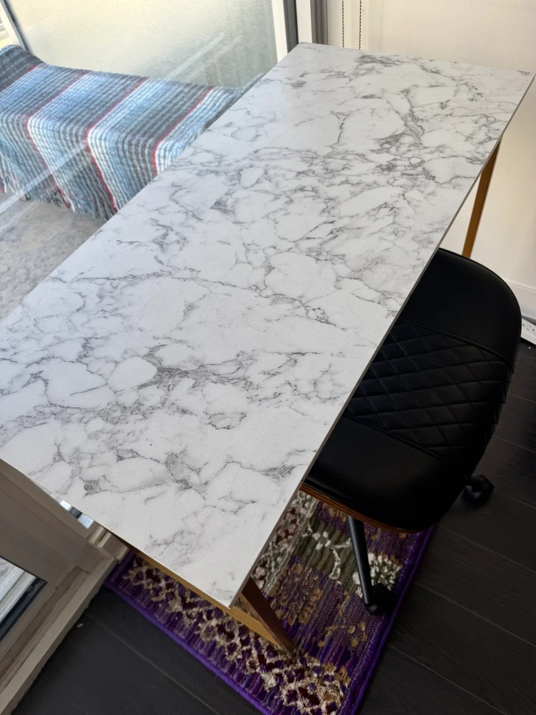 40” White Marble & Gold Desk – Compact Home Office/Study Table image indicator(9)