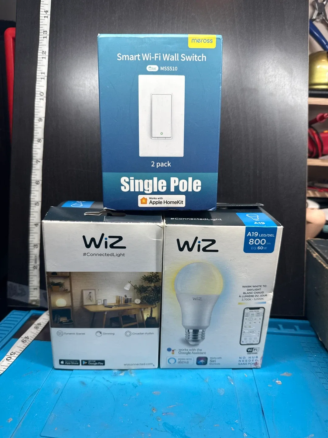 Meross Smart Wi-Fi Wall Switch & Wiz A19 LED Bulbs