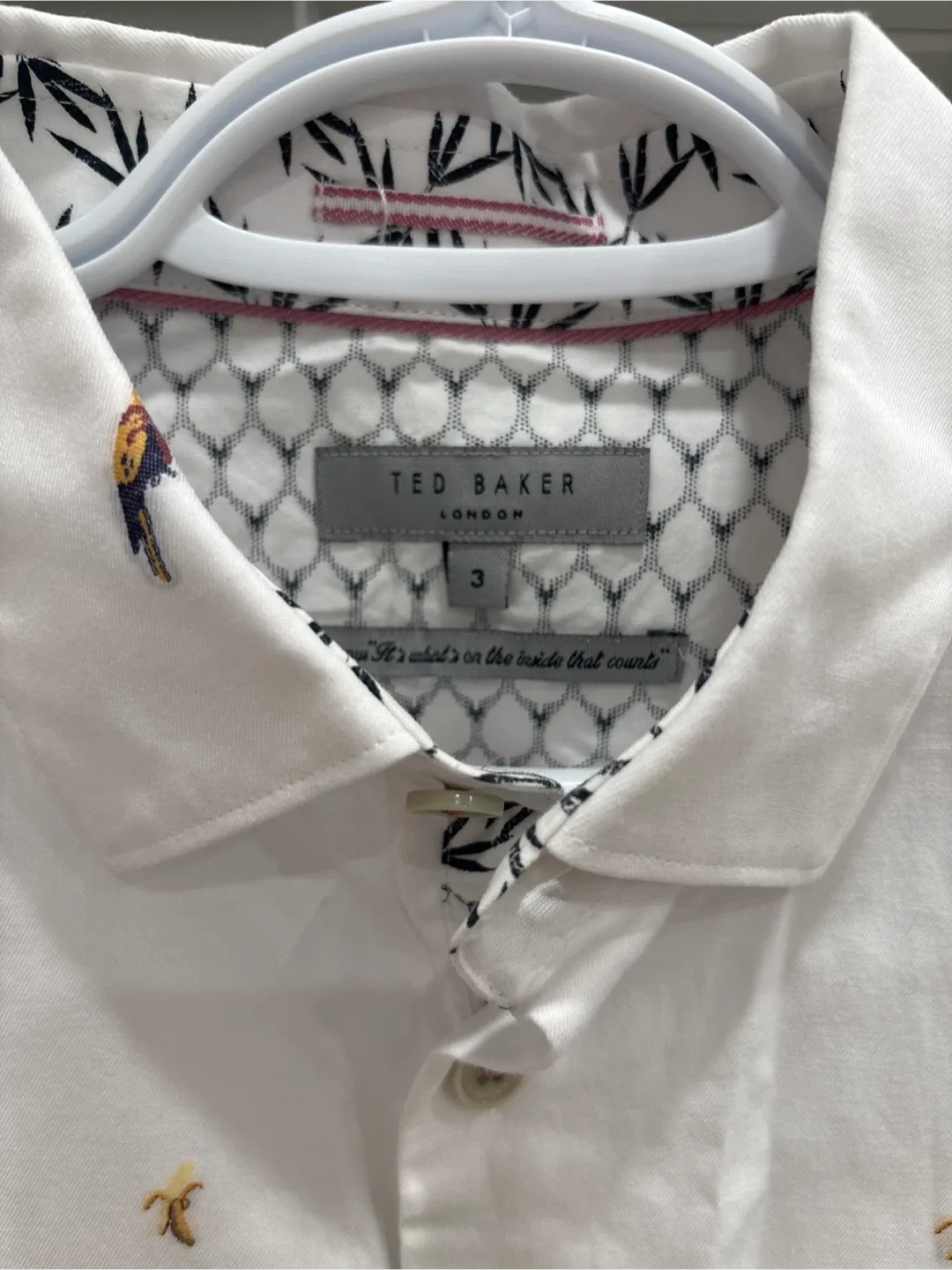Ted Baker London White Parrot Print Shirt - Size 3 image indicator(2)