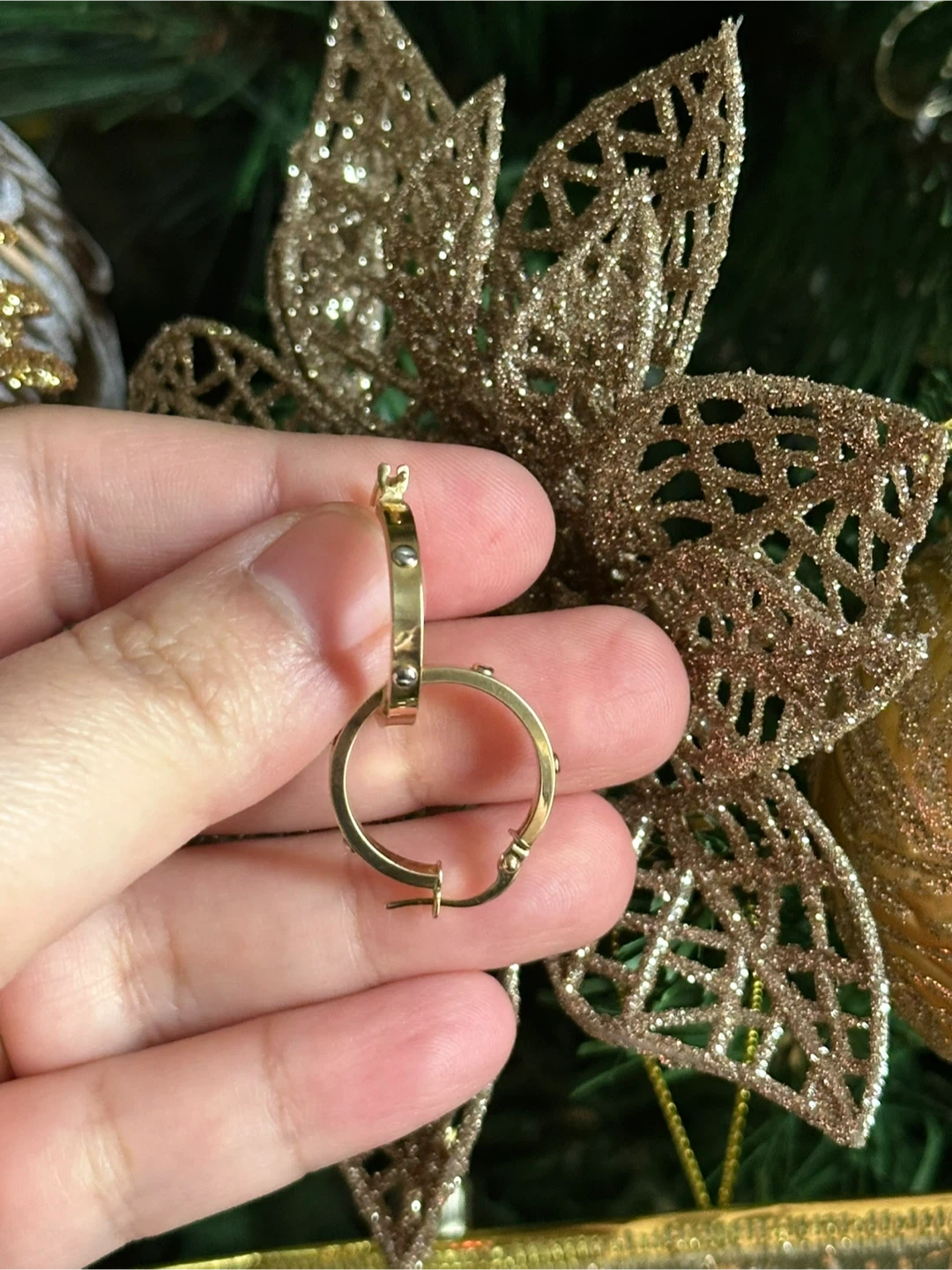 18K Two toned hoops