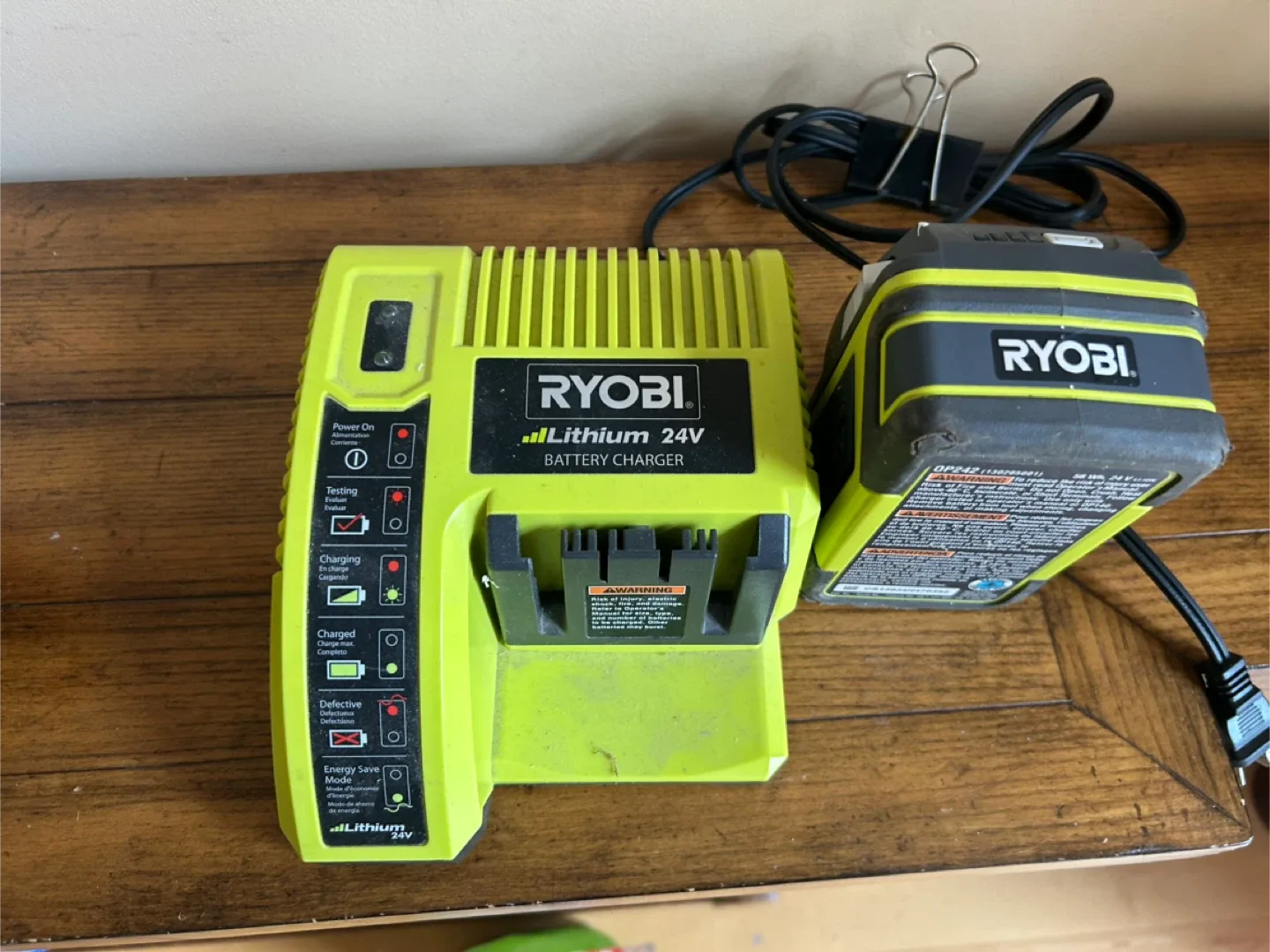 Ryobi 24V Lithium Battery Charger and Battery