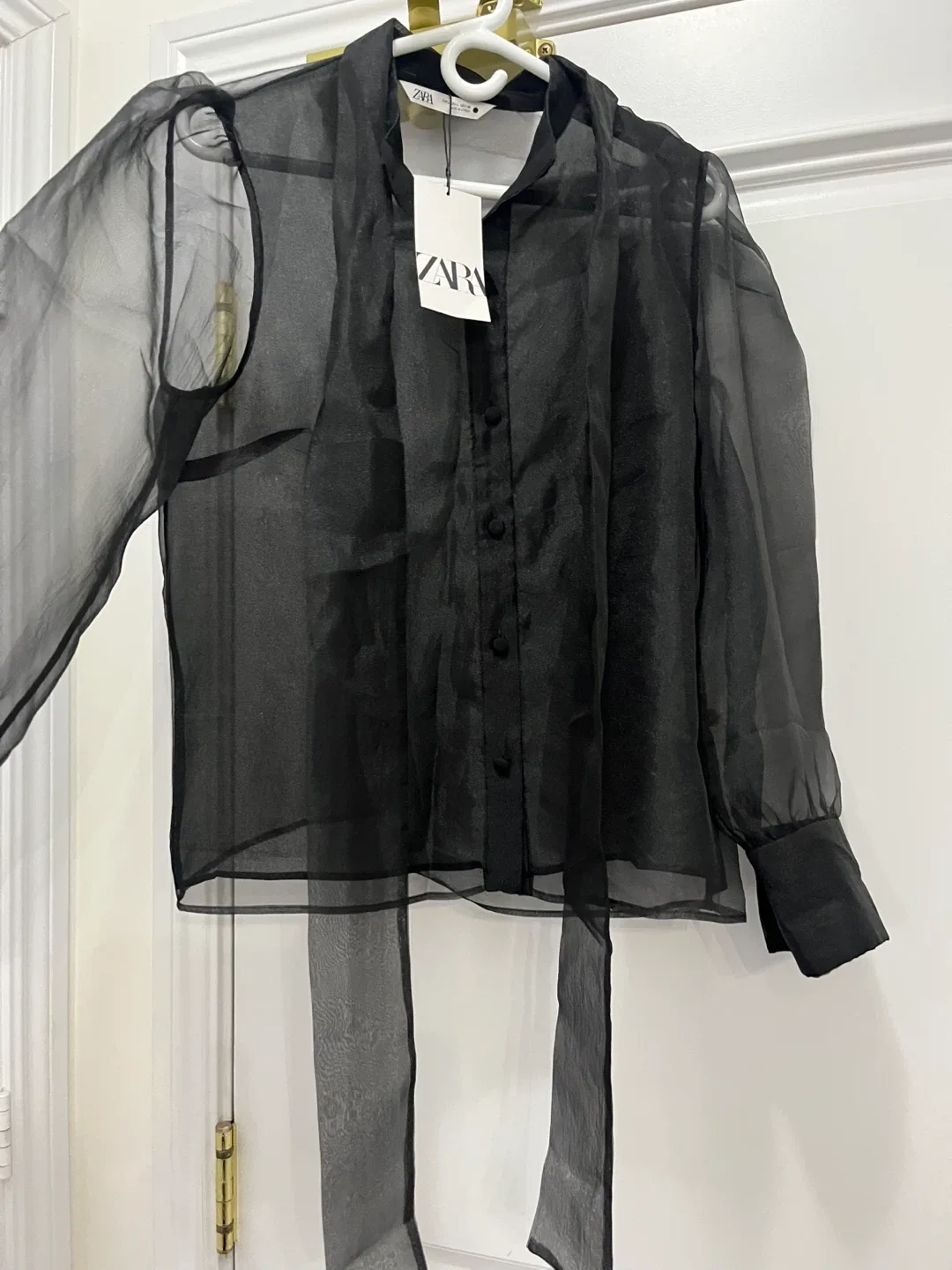 Zara Black Sheer Blouse - Size L
