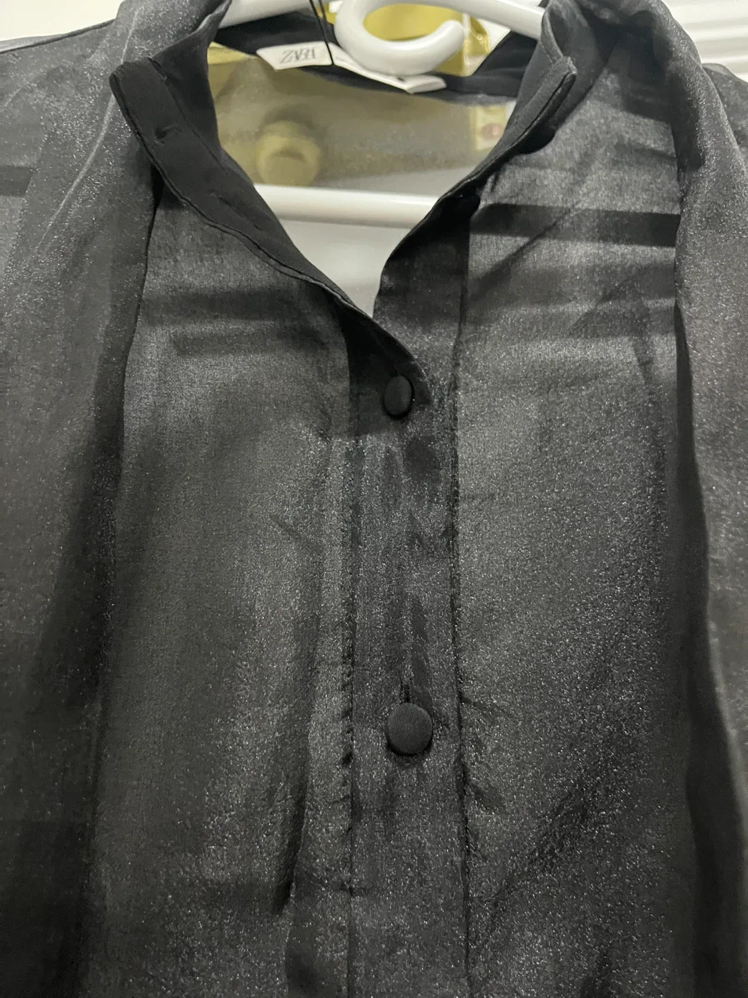 Zara Black Sheer Blouse - Size L image indicator(4)
