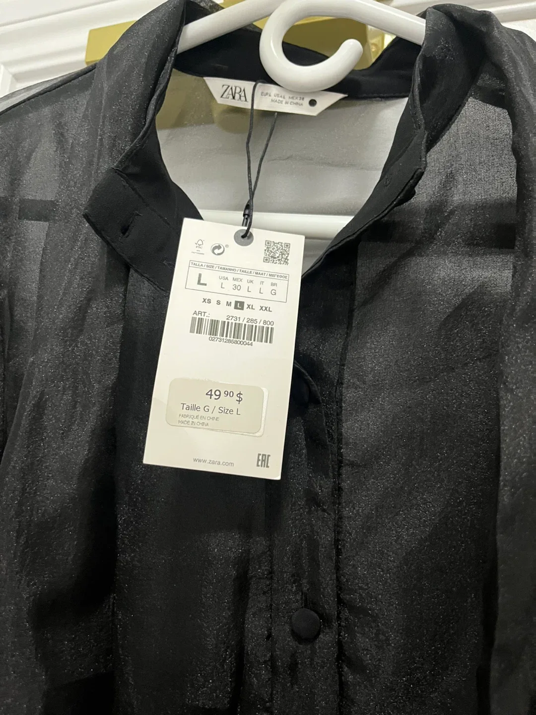 Zara Black Sheer Blouse - Size L image indicator(2)