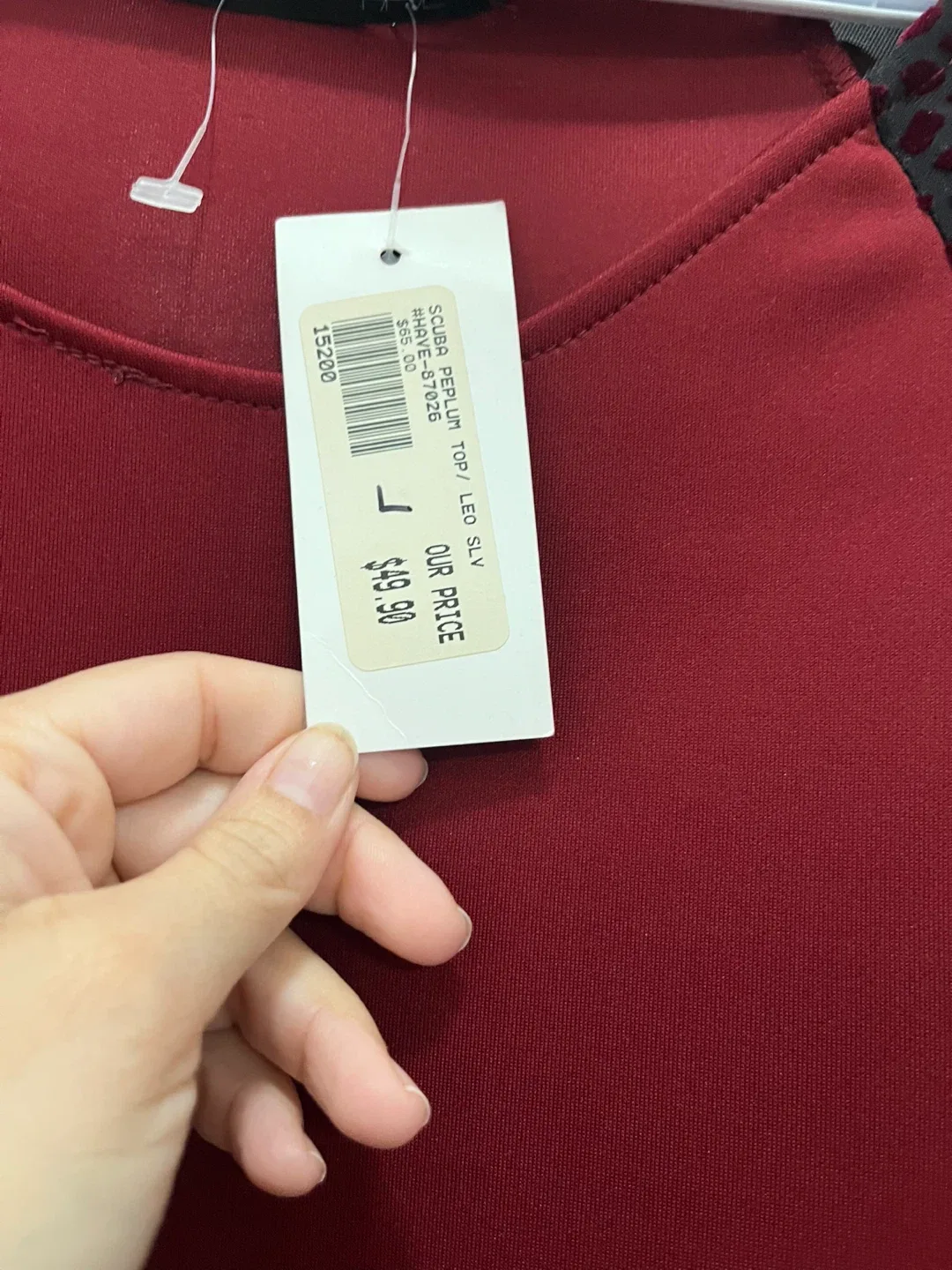 Yaya & Co. Red Peplum Top - Size L image indicator(4)