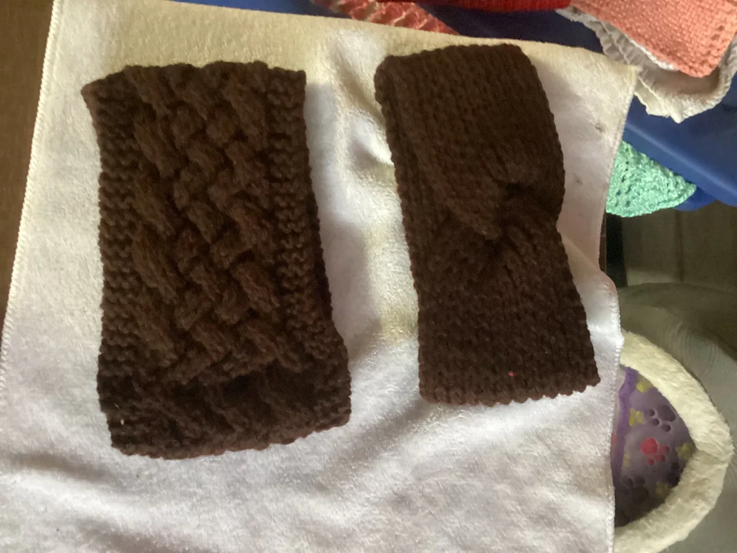 Handmade Brown Knitted Wrist Warmers