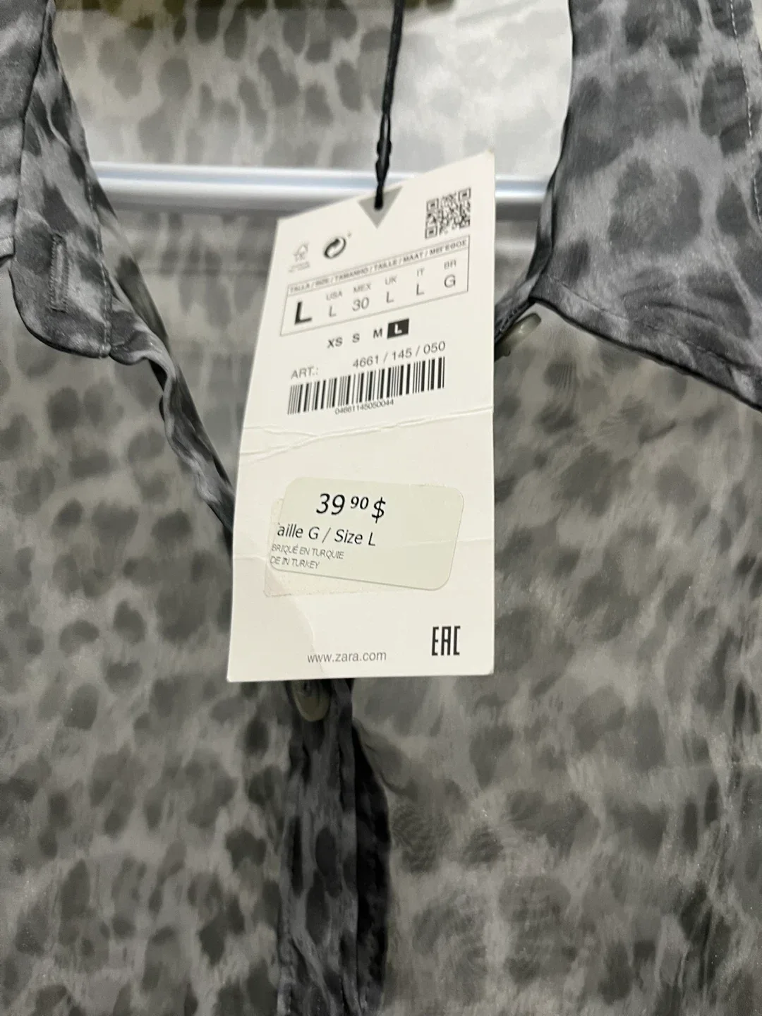 Zara Leopard Print Sheer Blouse - Size L - New with Tags image indicator(3)