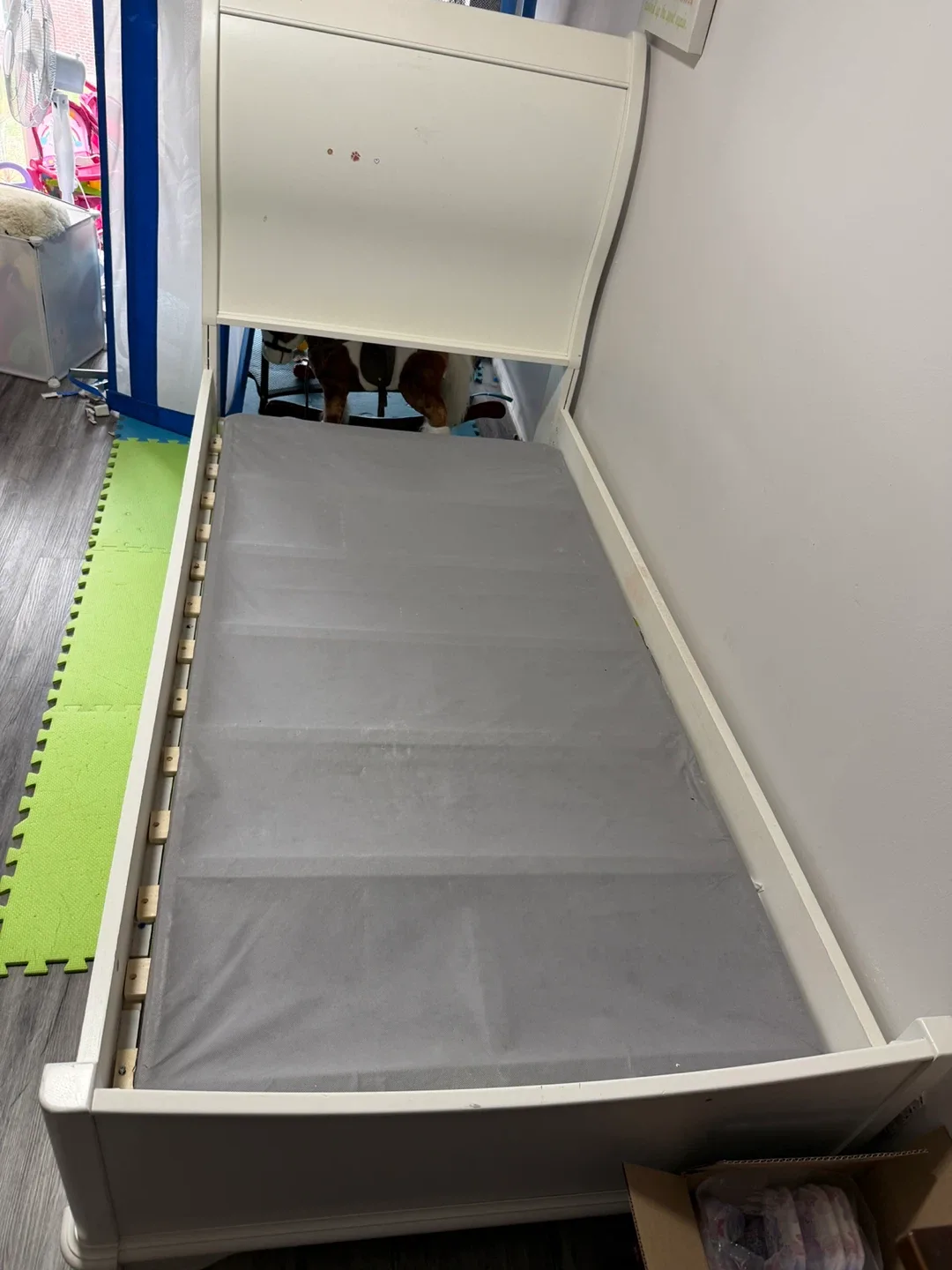 White Sleigh Bed Frame - Twin Size