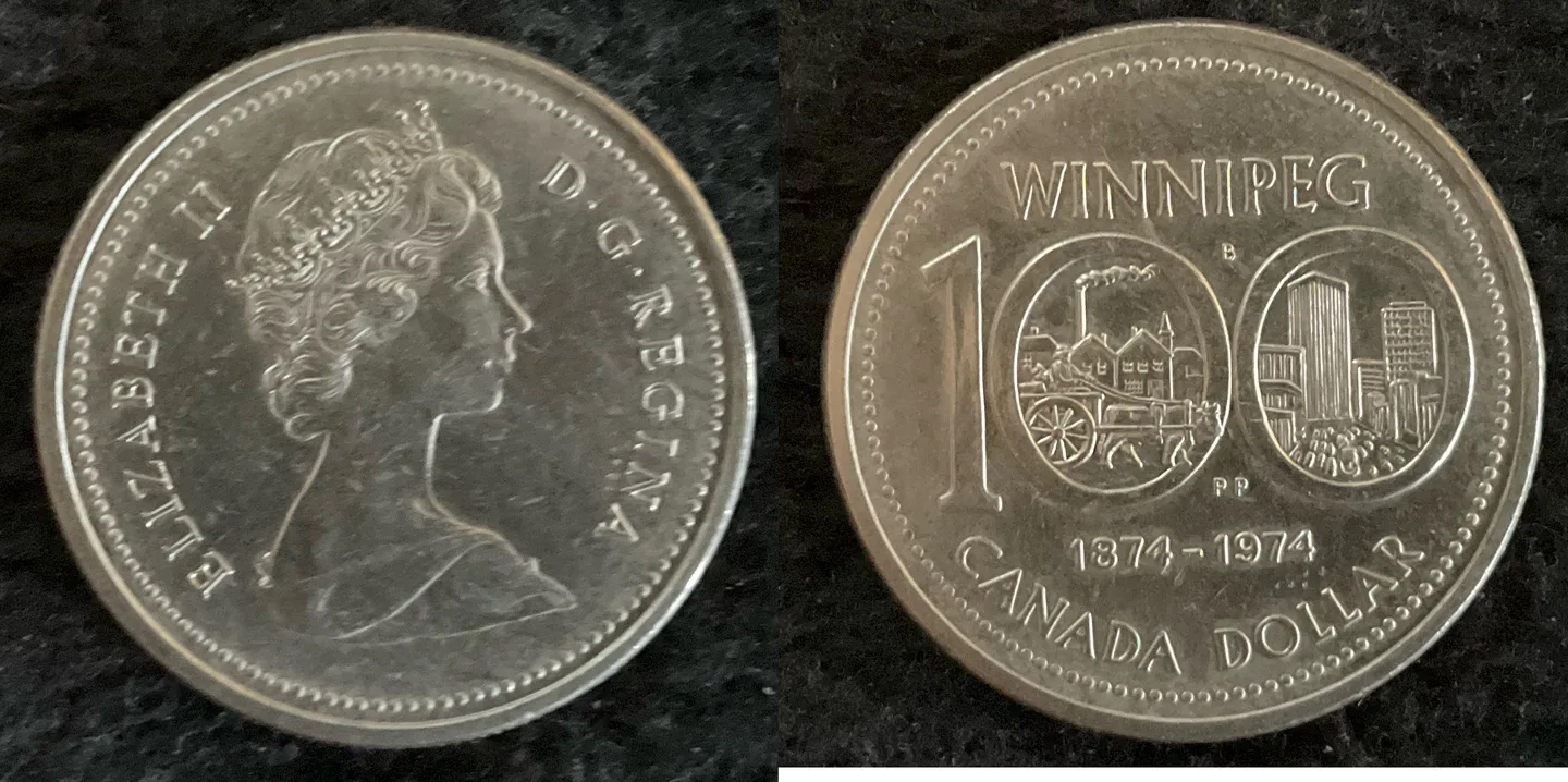 Winnipeg 1874-1974 Canada Dollar Coin