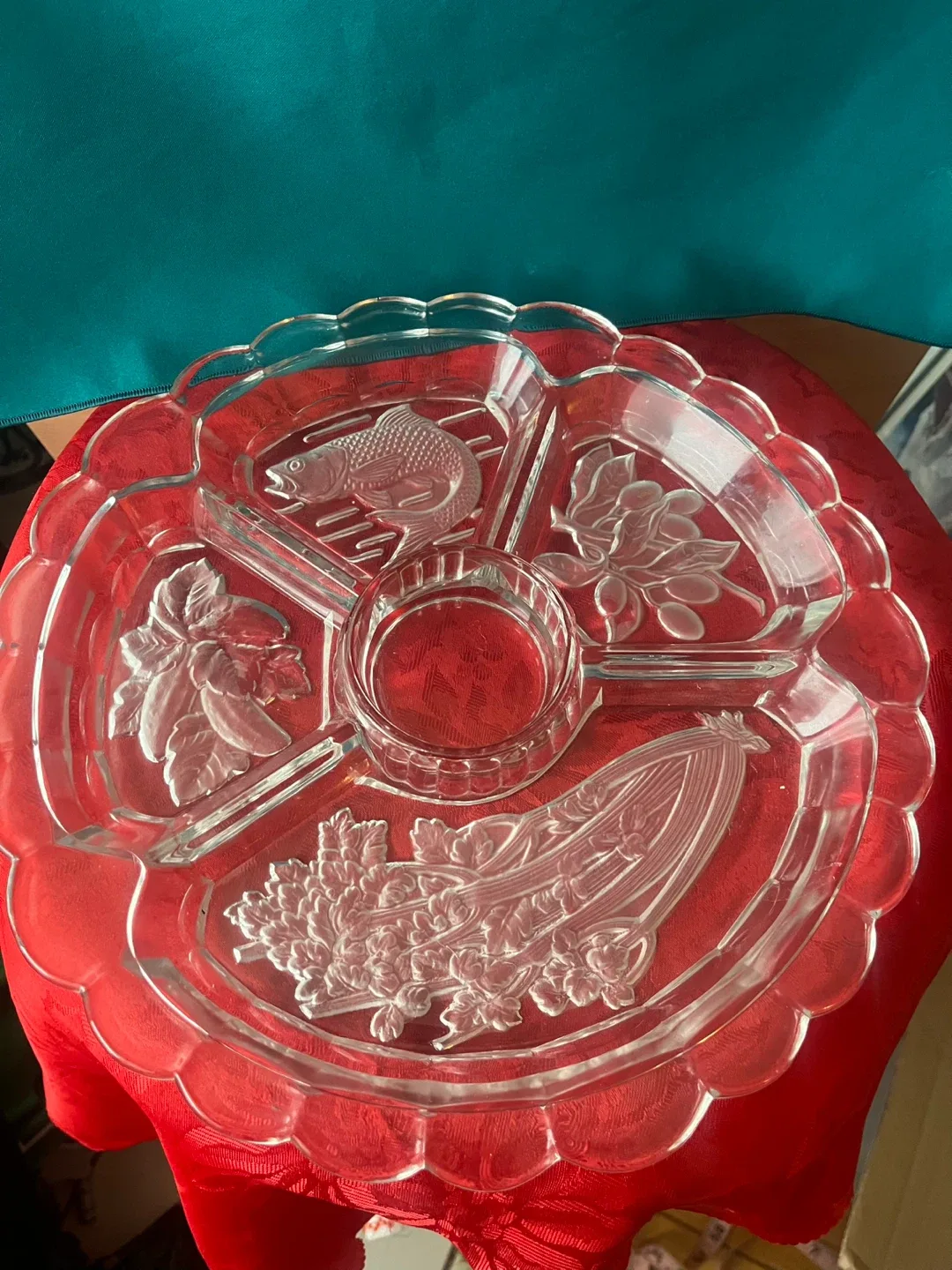 Vintage Glass Divided Serving Platter